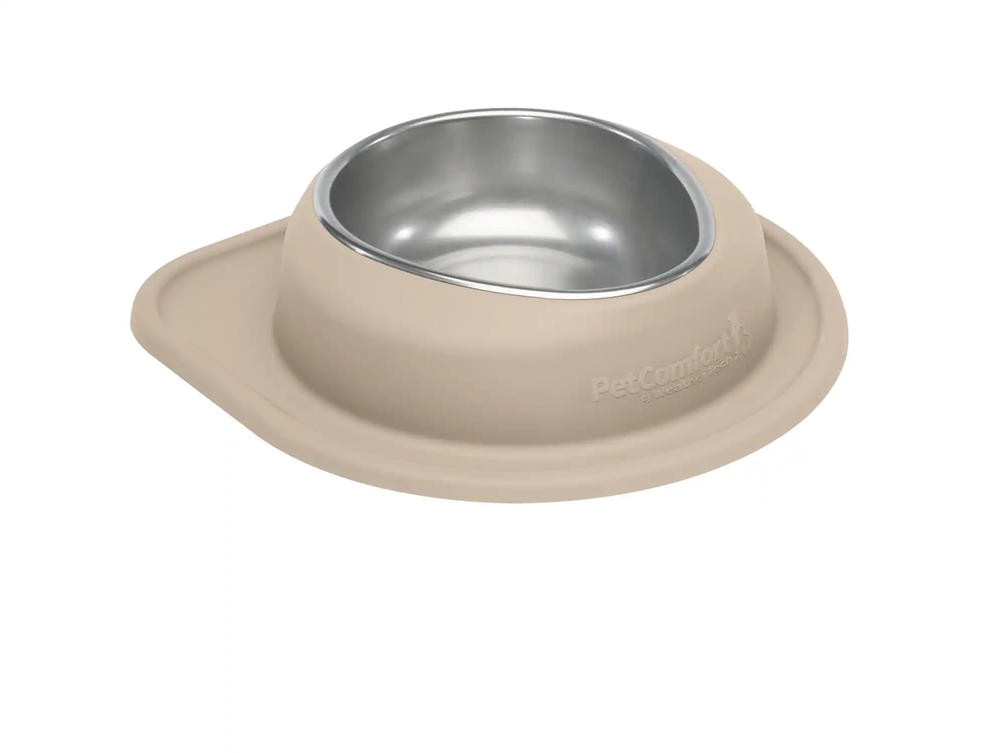 Front. WeatherTech - Single Low Pet Feeding System | Compact Pet Food and Water Station - Tan - 64oz (8 Cup) Stainless Steel Bowl - Tan.