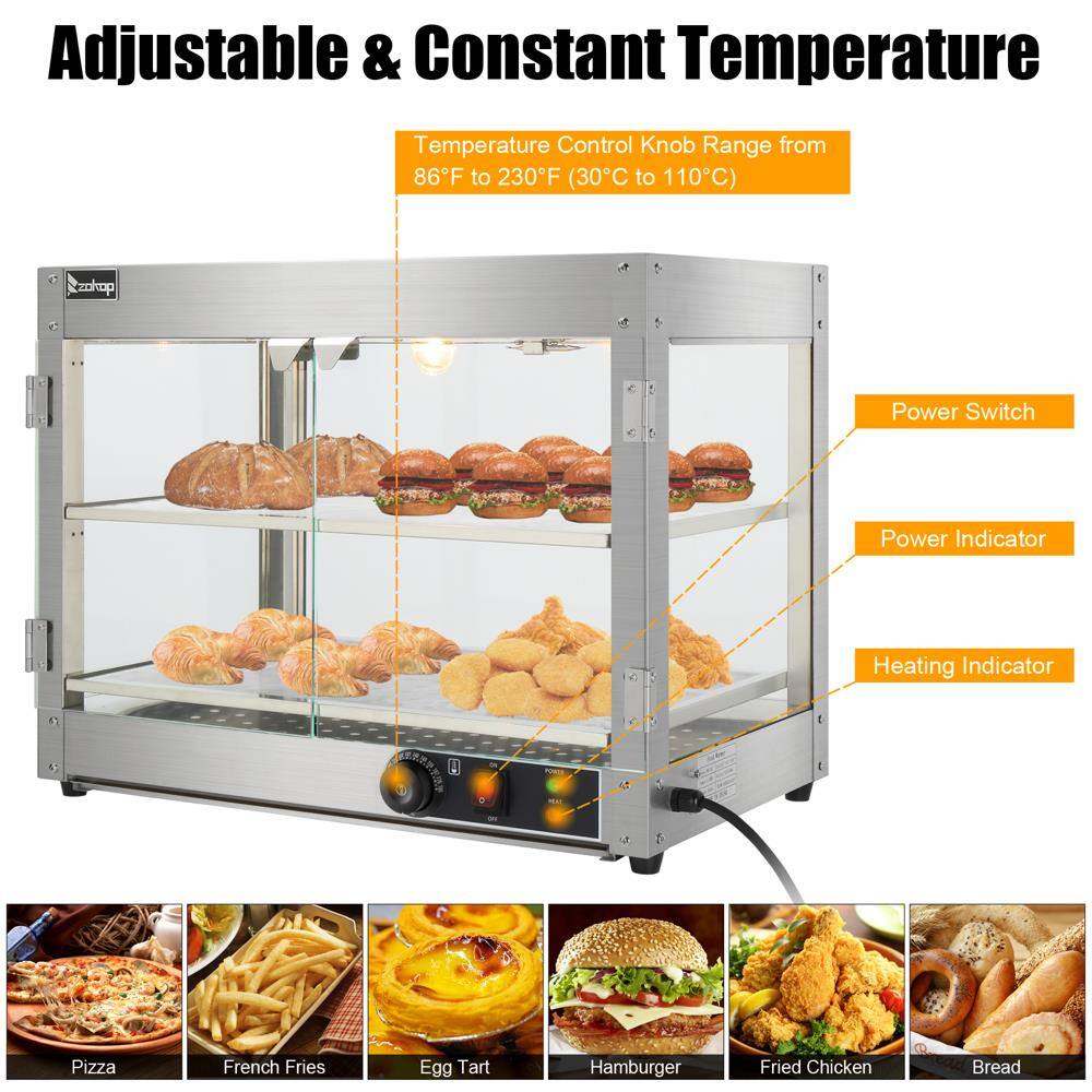 Adjustable & Constant Temperature  
Temperature Control Knob Range from 86°F to 230°F (30°C to 110°C)  

Ezokop  
Power Switch  
Power Indicator  
Heating Indicator  

Pizza  
French Fries  
Egg Tart  
Hamburger  
Fried Chicken  
Bread