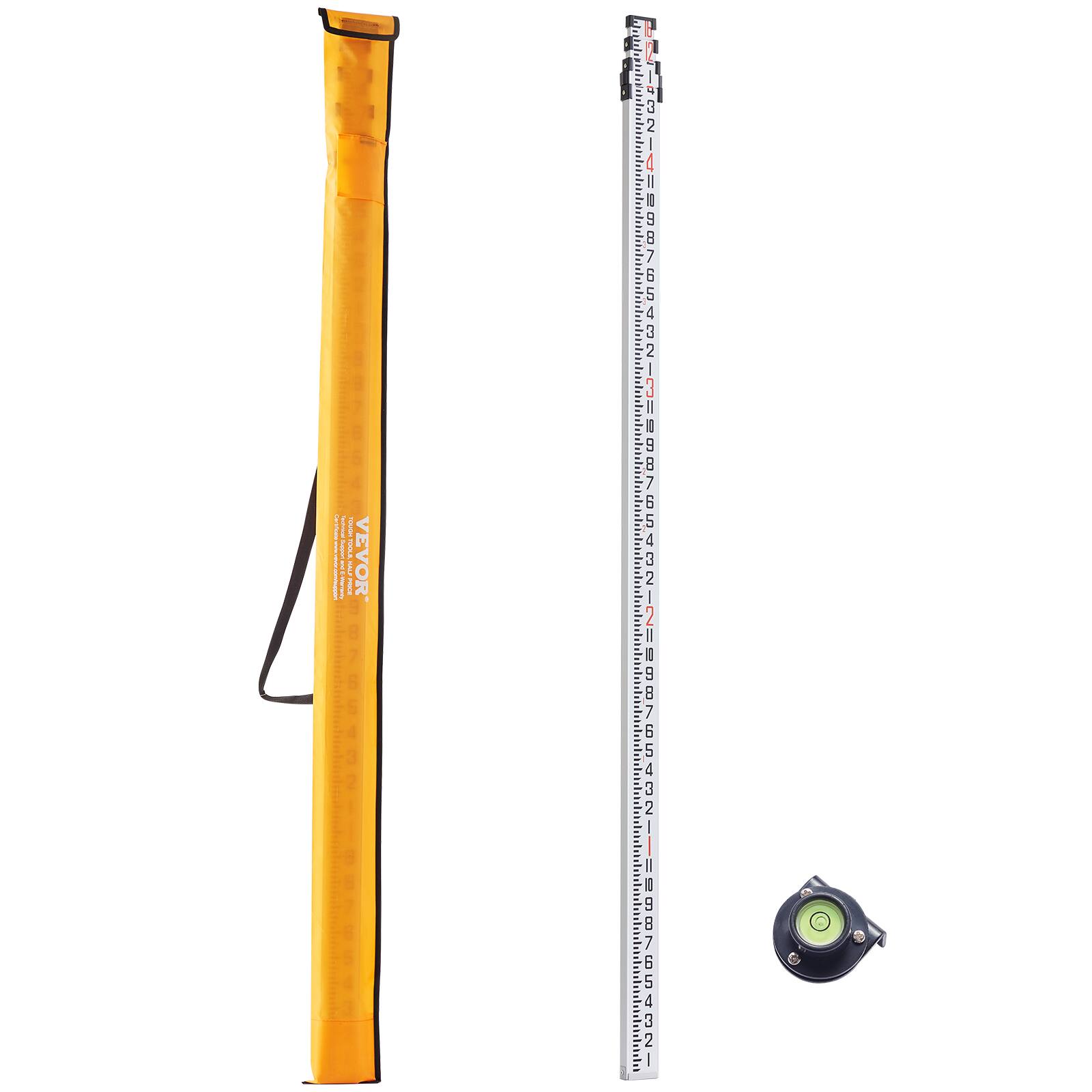 VEVOR - Aluminum Grade Rod, 16-Feet/8ths 4 Sections Telescopic Measuring Rod,Double-Sided Scale 1/8in Leveling Rod Stick - Silver price history on PriceWatchPro