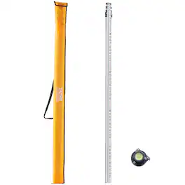 VEVOR - Aluminum Grade Rod, 16-Feet/8ths 4 Sections Telescopic Measuring Rod,Double-Sided Scale 1/8in Leveling Rod Stick - Silver