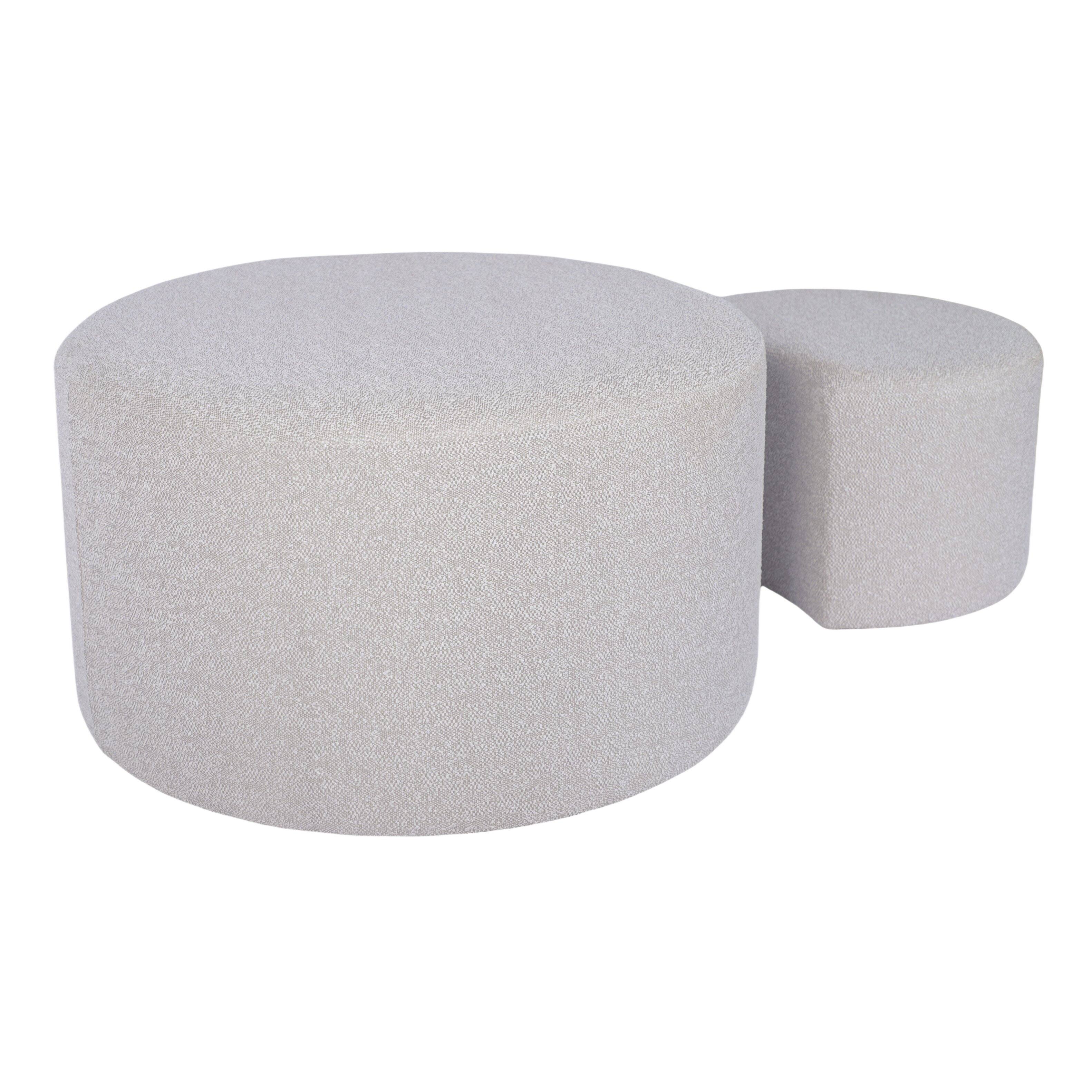 Alt View 2. Loheer - Loheer Upholstered Nesting Coffee Tables Beige Ottoman Set of Two Fabric Footrest Seat for Living Room - Beige.