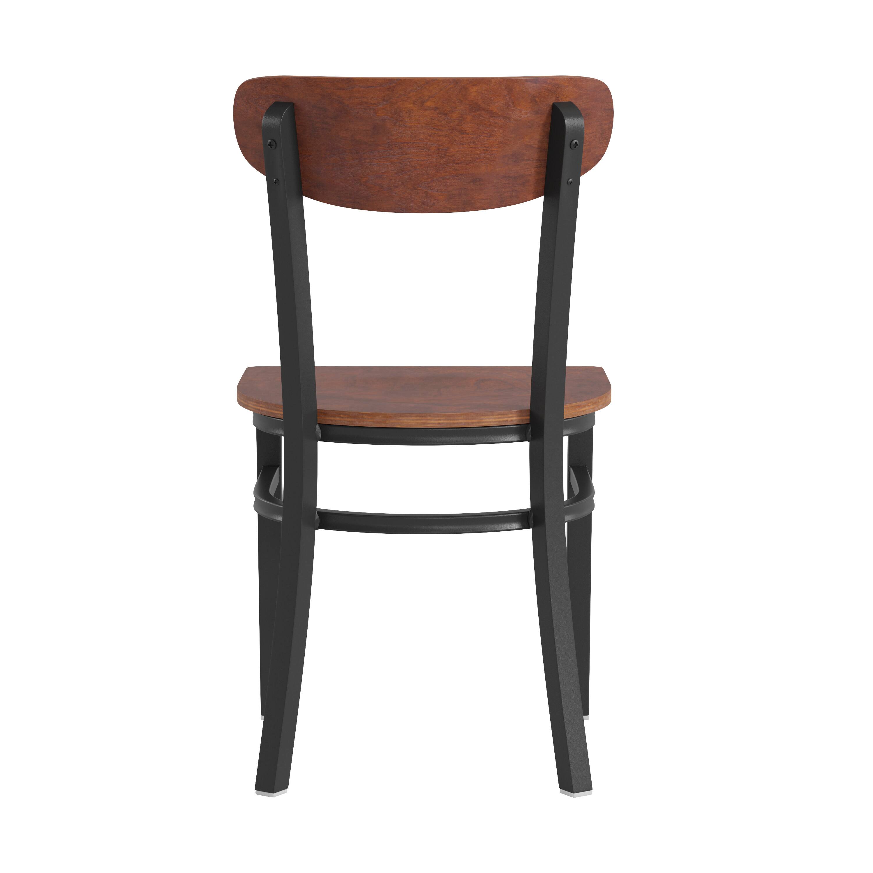 Alt View 8. Emma + Oliver - Yara Industrial Dining Chair with Rolled Steel Frame and Solid Wood Seat - 500 lbs. Static Weight Capacity - Walnut.