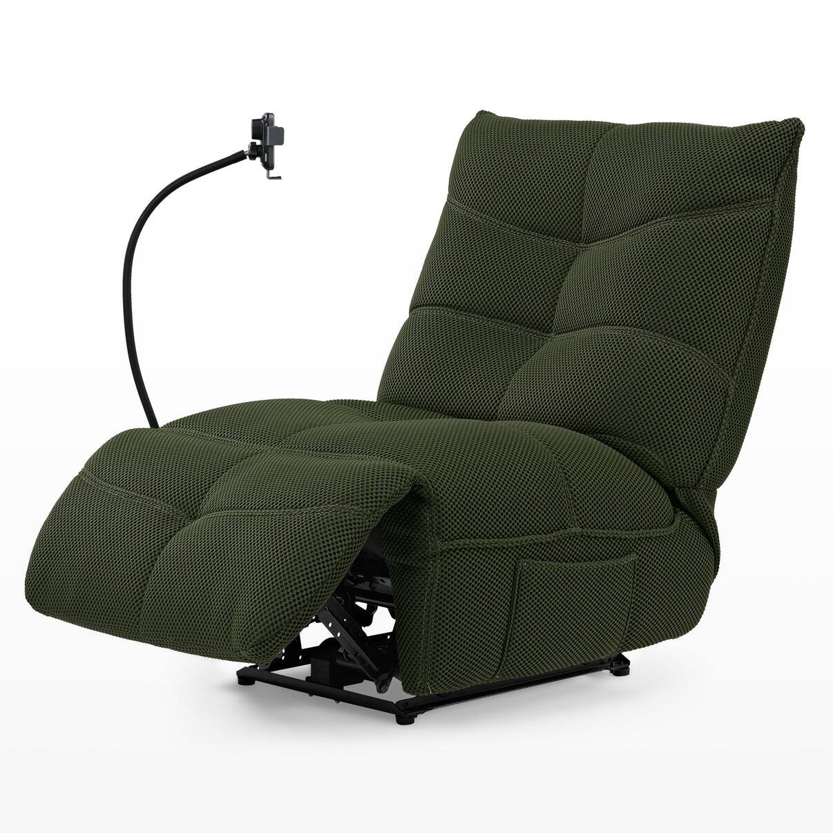 Left. Eureka Ergonomic - Modern Power Recliner Chair with USB & Wireless Charging  for Living Room, Rocking Swivel Base, Upholstered - Green.