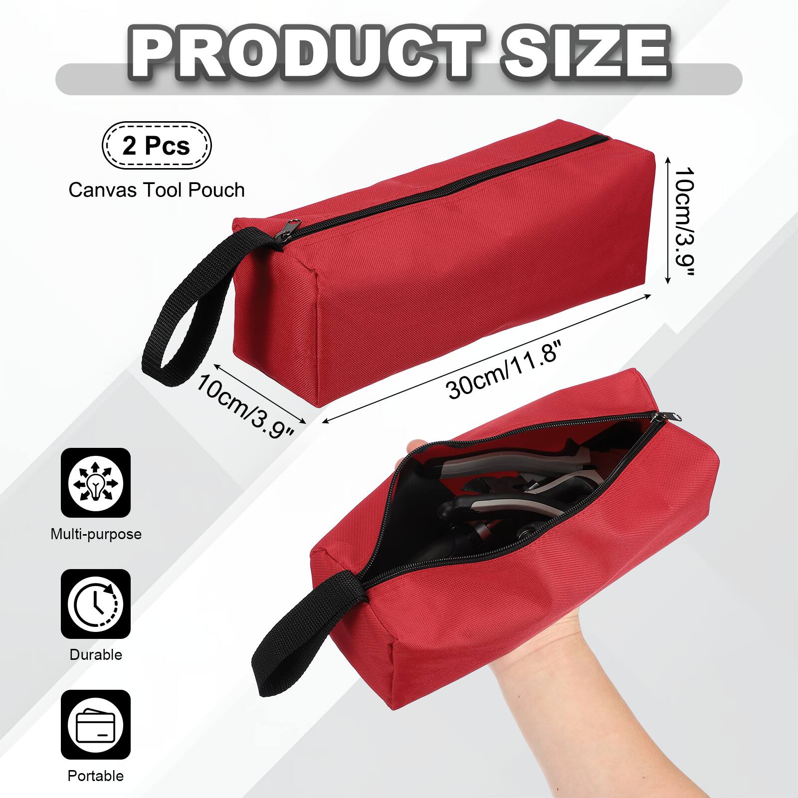 PRODUCT SIZE

2 Pcs Canvas Tool Pouch

10cm/3.9" x 30cm/11.8" x 10cm/3.9"

Multi-purpose
Durable
Portable
