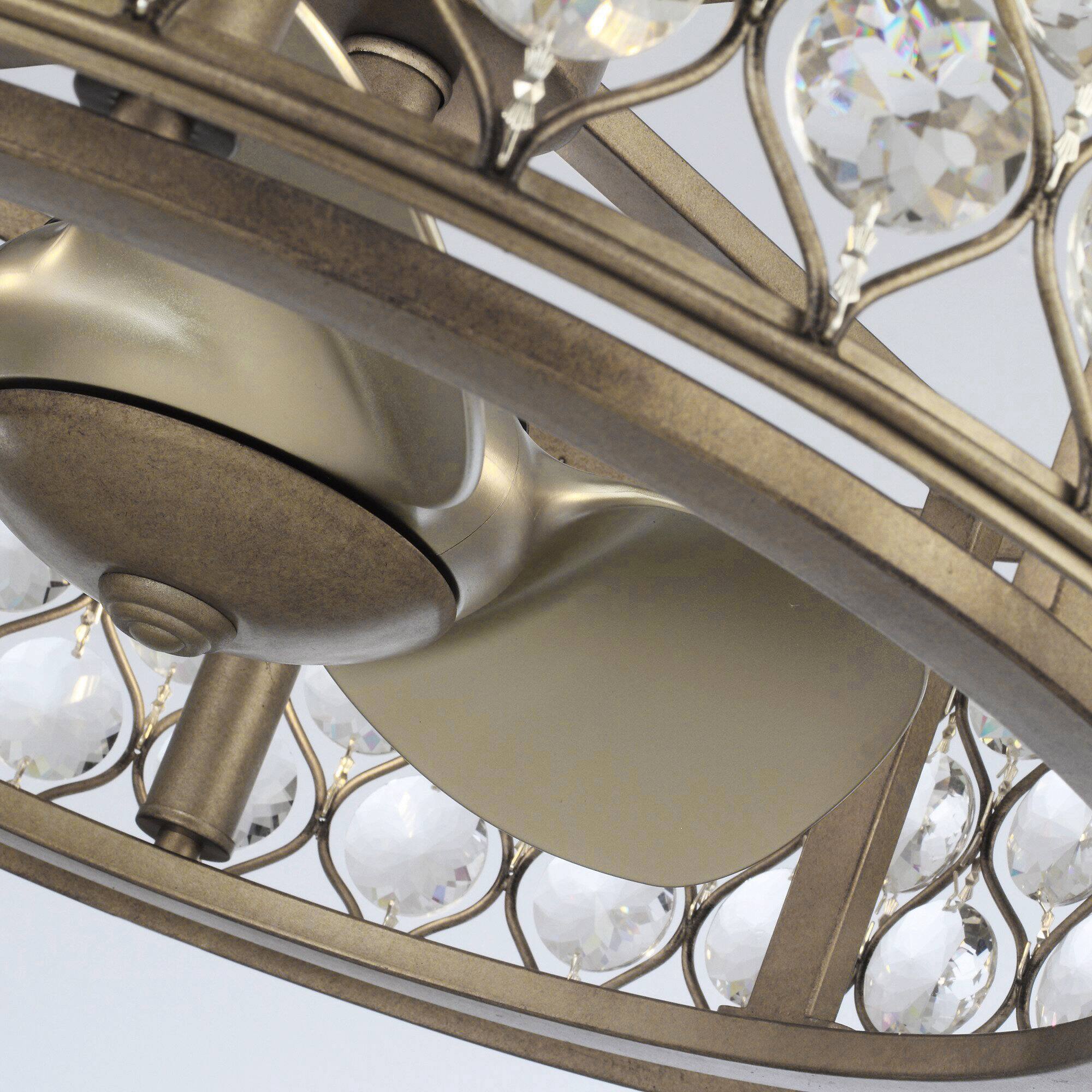 Alt View 9. Parrot Uncle - 25" Modern Crystal Chandelier Ceiling Fan with Remote Control and Light Kits - Gold.