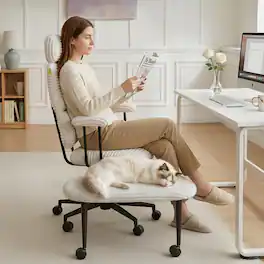 Pinmoco - Ergonomic Criss Cross Office Chair with Armrests, Adjustable Height, Swivel Casters, Gaming Chair - Off-white