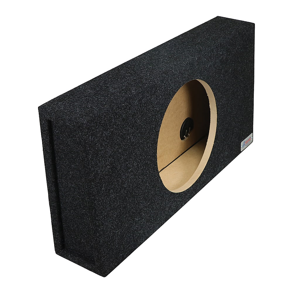 Angle. Atrend - 12" Single Sealed Shallow-Mount 5.5 Inch Height Subwoofer Truck Box - Charcoal.