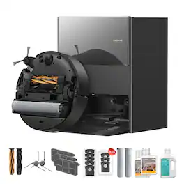 Dreame - Aqua10UltraRollerC Kit Robot Vacuum, 30KPa Suction, Extending Mop, Heat-Washes & Dries, AICamera, LiDAR Avoidance - Black