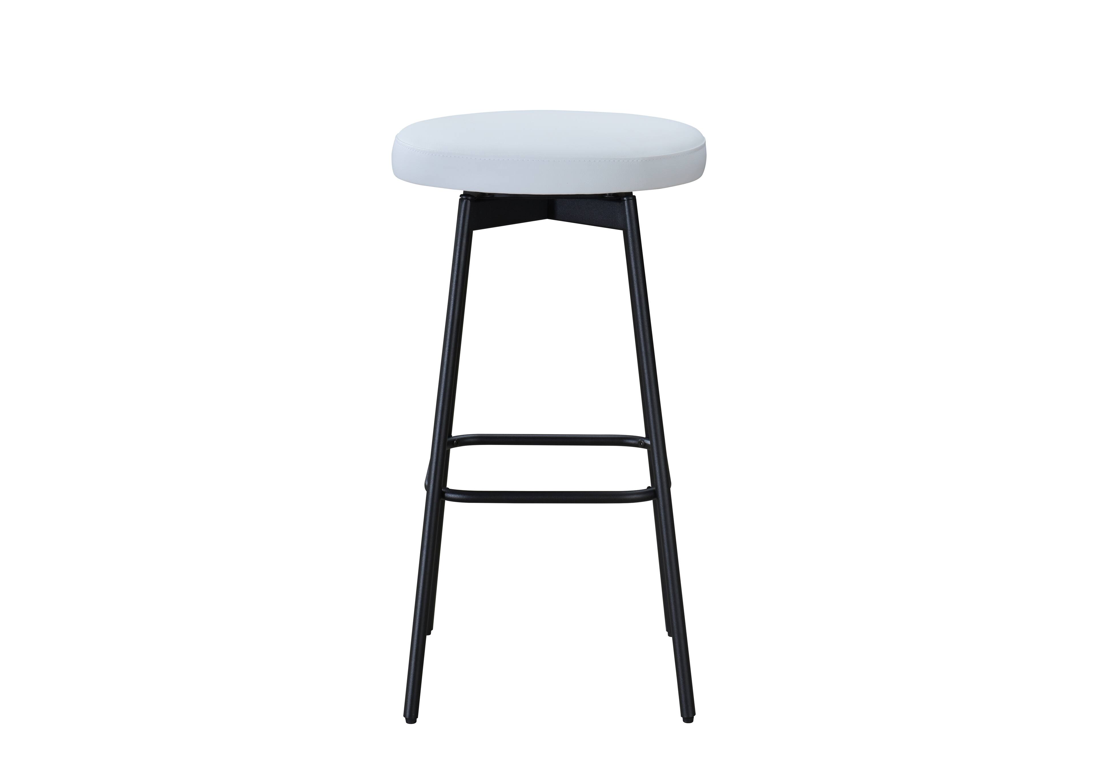 Angle. LuXeo - Doheny 29" Steel Legs Swivel Barstool with Upholstered Seat, Black-White (Set of 2) - Black/White.