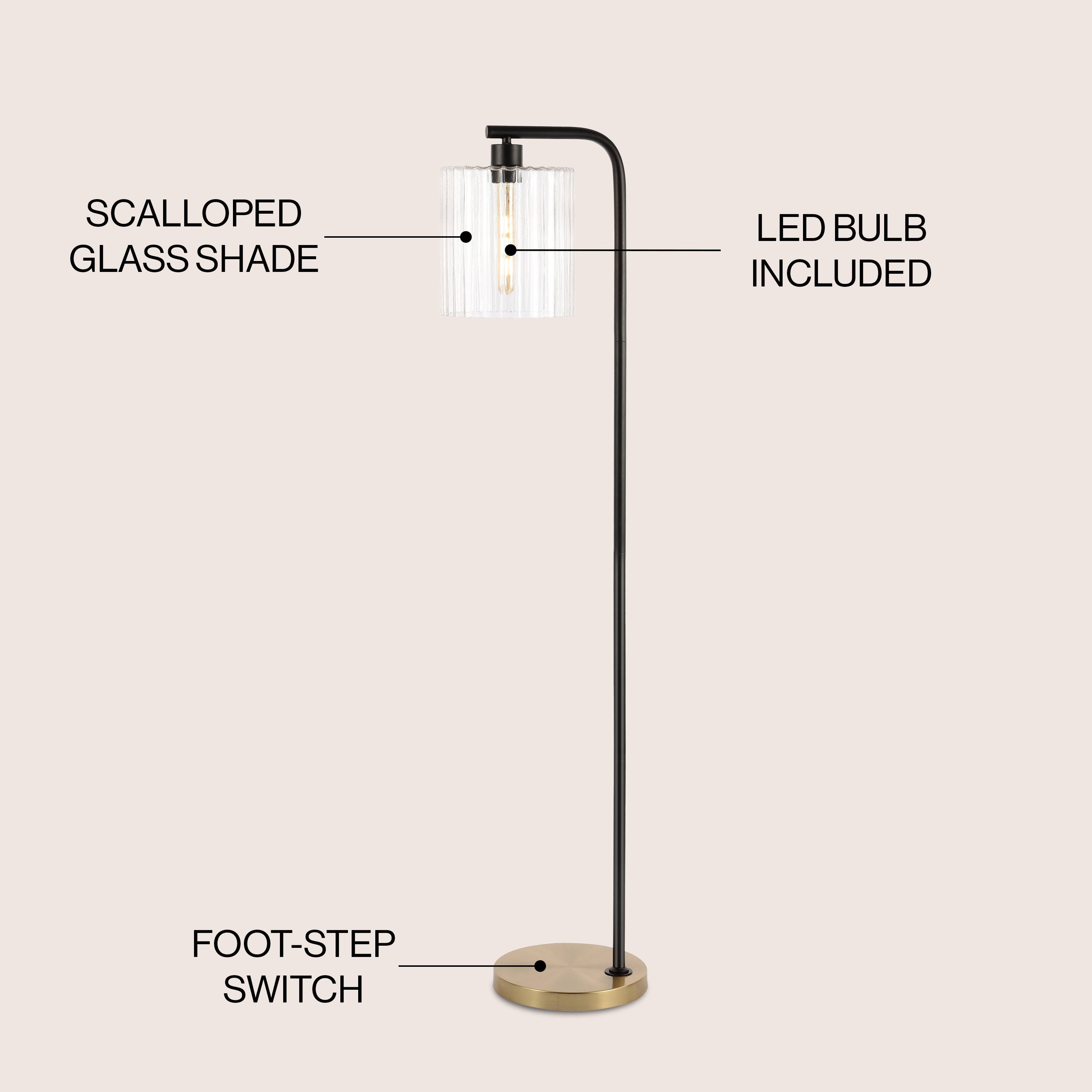 SCALLOPED GLASS SHADE  
LED BULB INCLUDED  
FOOT-STEP SWITCH