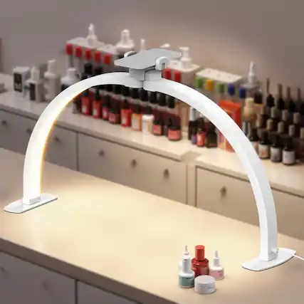 Front. Neewer - 29" Half Moon Nail Light - 36W Foldable Arc Lamp with Phone Holder for Makeup & Video Desk.