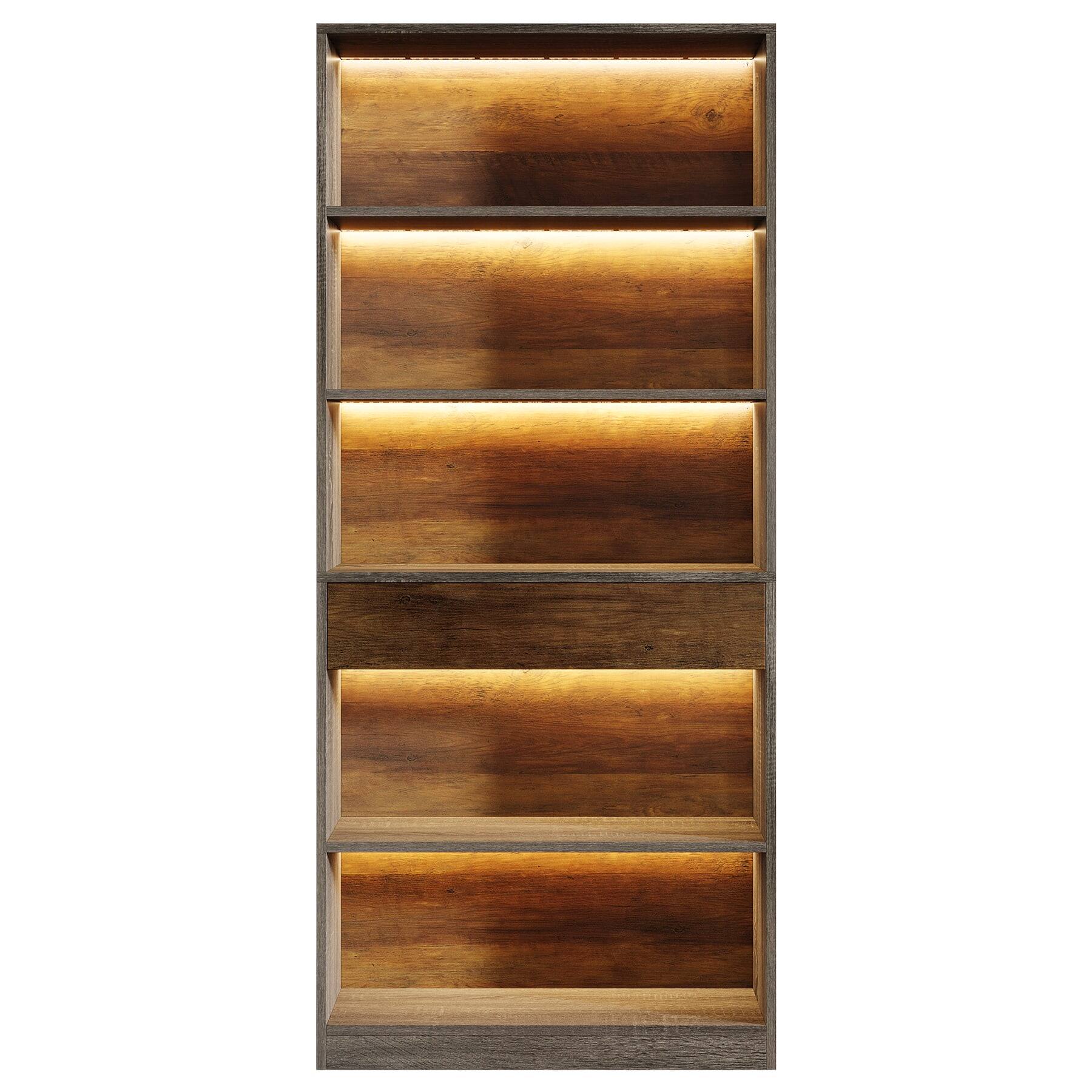 Angle. Kadyn - Kadyn Wood Bookshelf, Sturdy Display Shelf, Storage Shelf, Tall Shelving Unit, Space-Saving Home Decor, Gray - Gray.