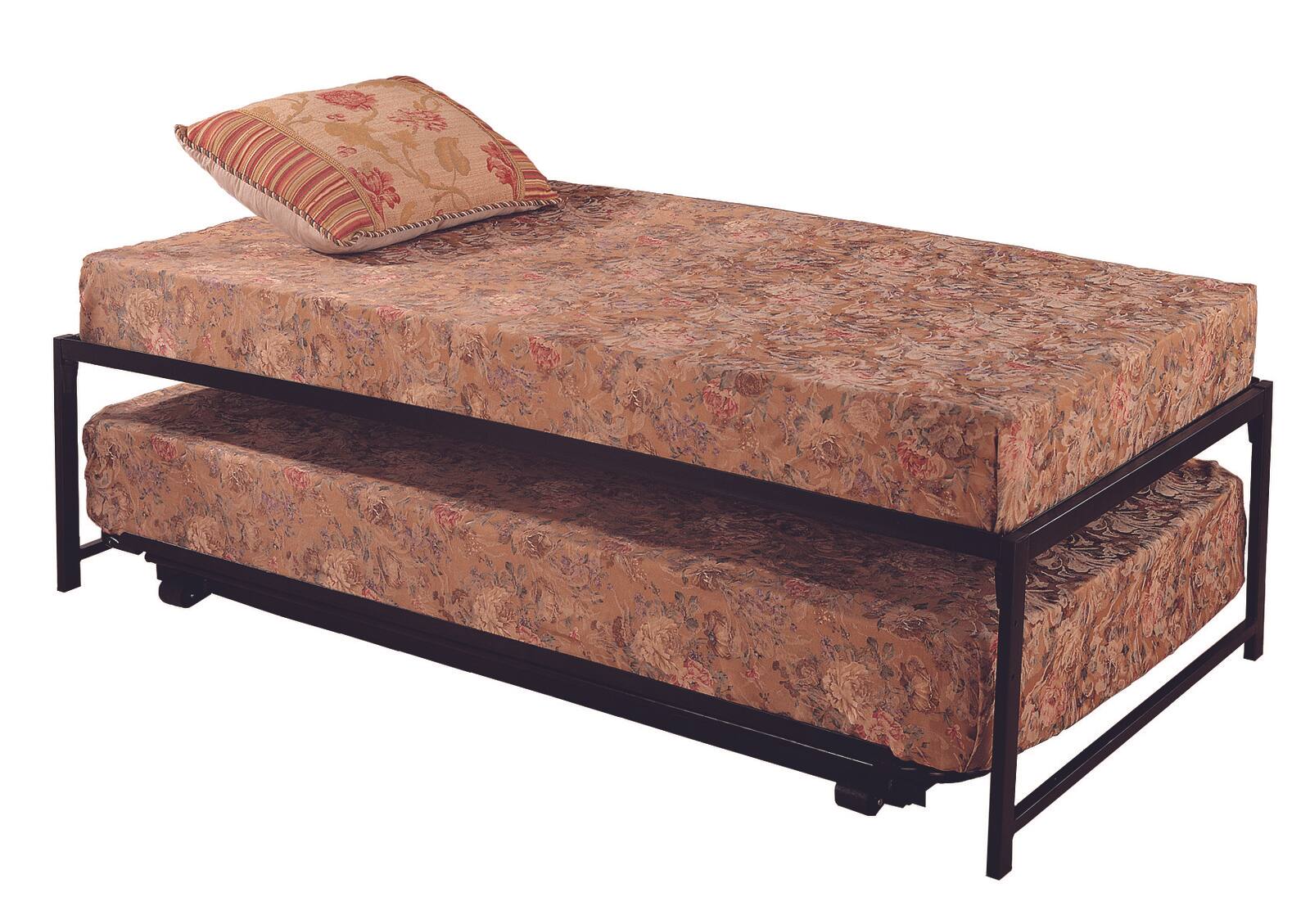 Angle. Kings Brand Furniture - Kings Brand Furniture Twin Hi-Riser Platform Bed with Pop-Up Trundle – Black - Black.
