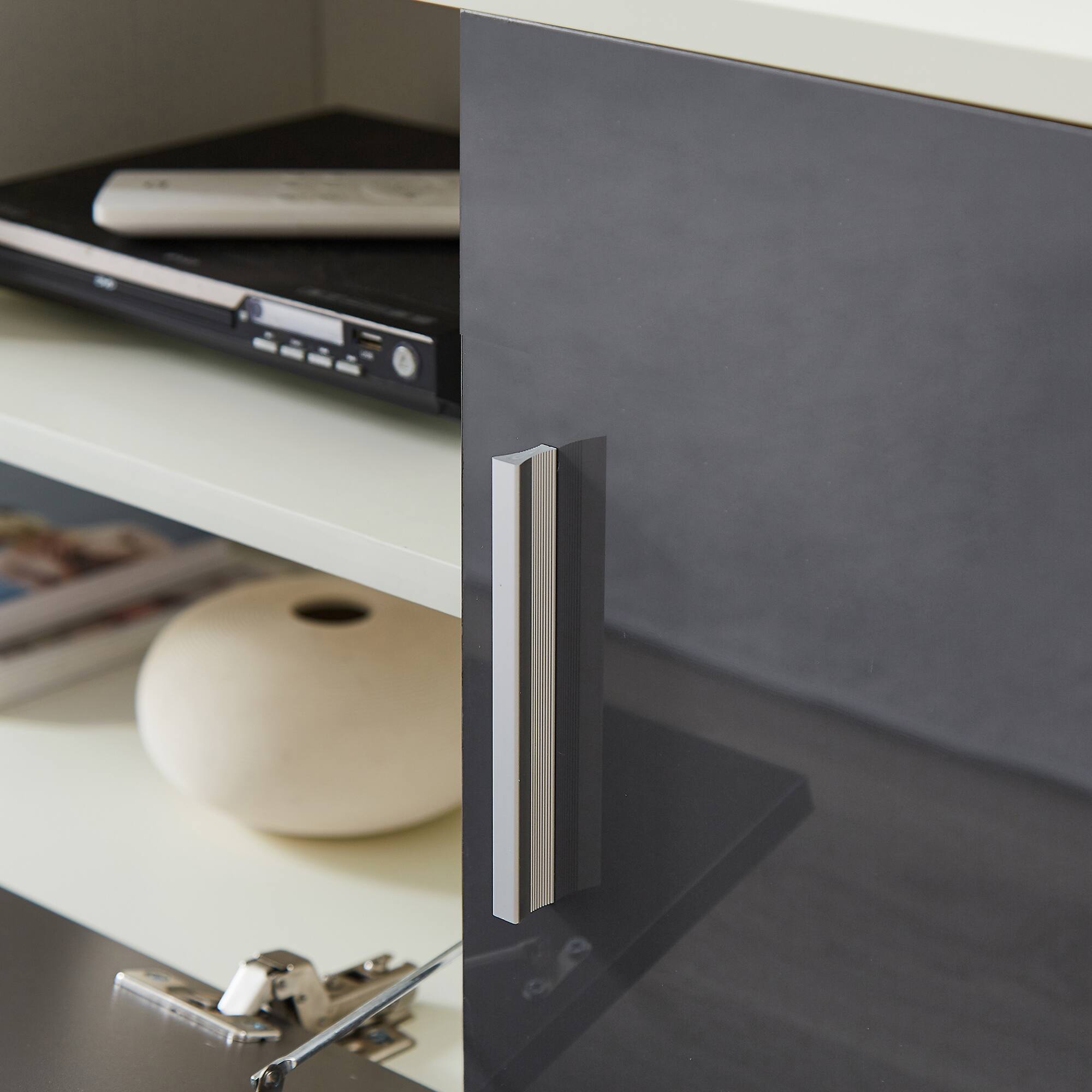 Back. Spaco - Spaco Modern TV Stand with LED Lights and Storage Cabinets, Entertainment Center for Living Room Bedroom TV Console - Gray.