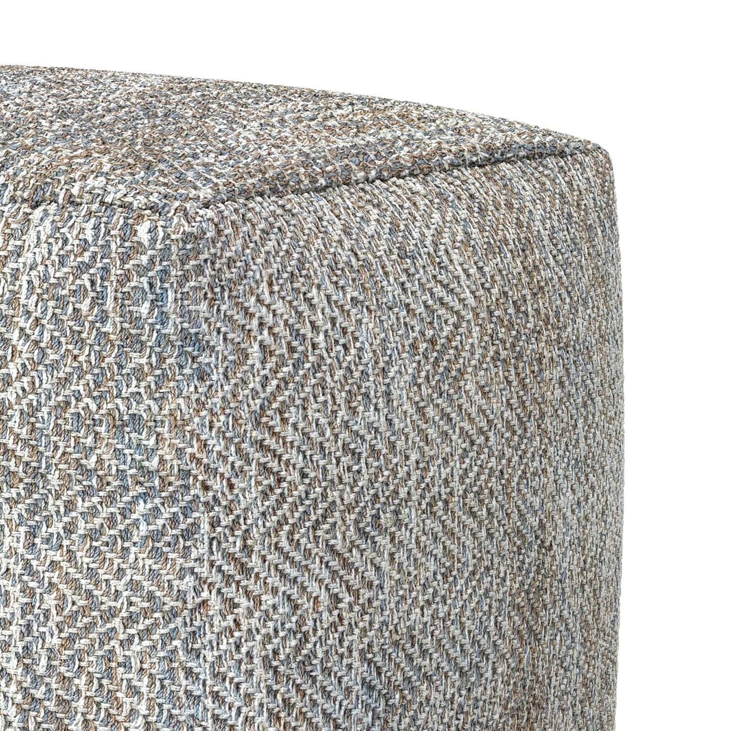 Alt View 2. Simpli Home - Nate 18 inch Wide Boho Square Pouf in Grey Mélange Cotton - Grey Melange.