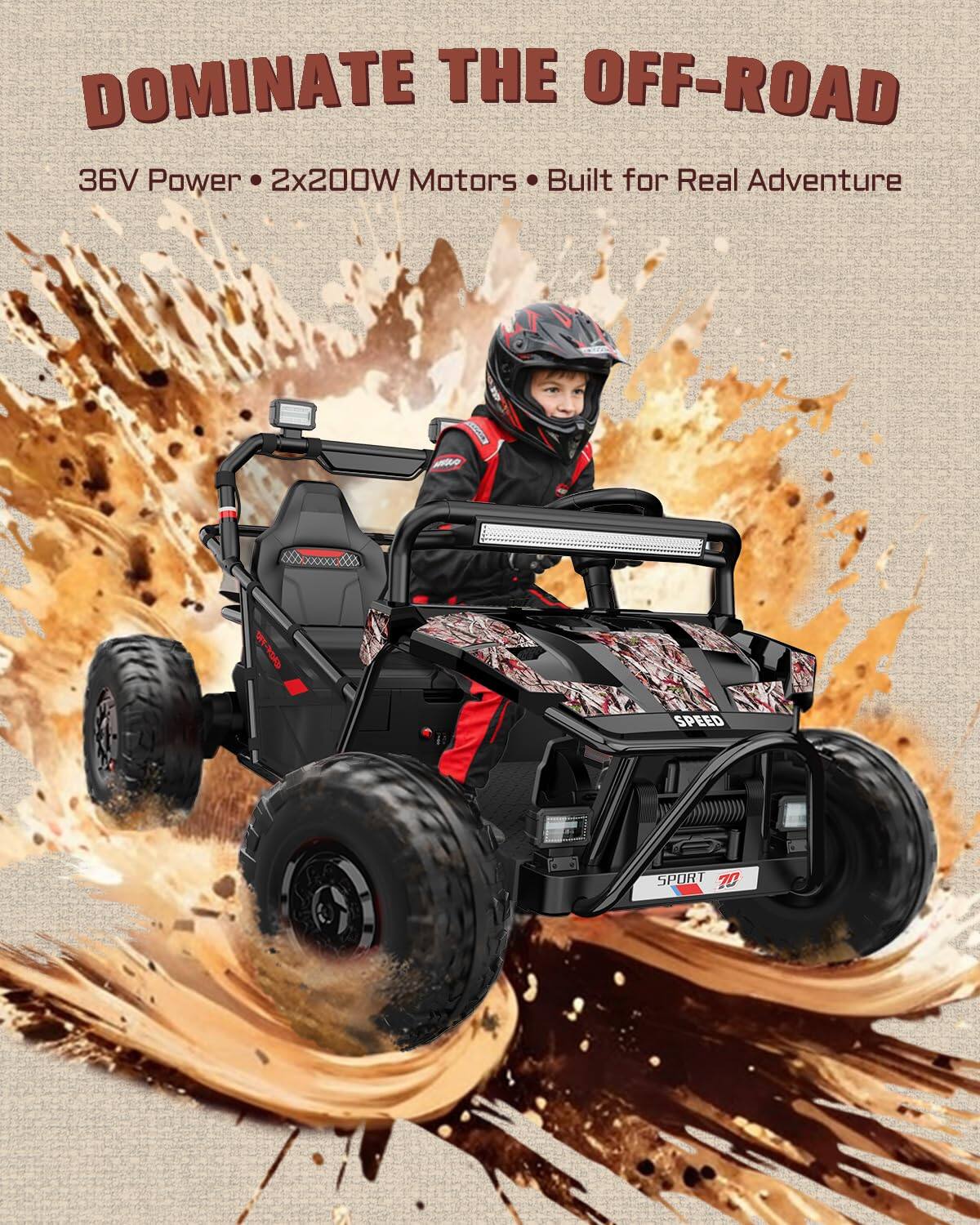 DOMINATE THE OFF-ROAD  
36V Power • 2x200W Motors • Built for Real Adventure  
MOLO JXXXX - SPEED SPORT 70