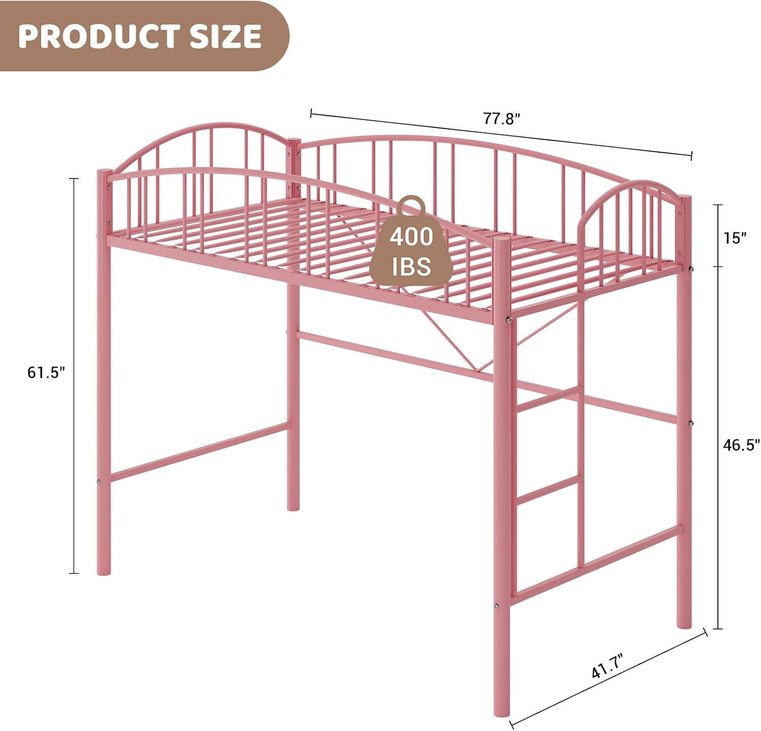PRODUCT SIZE  
77.8"  
400 IBS  
61.5"  
46.5"  
41.7"  
15"