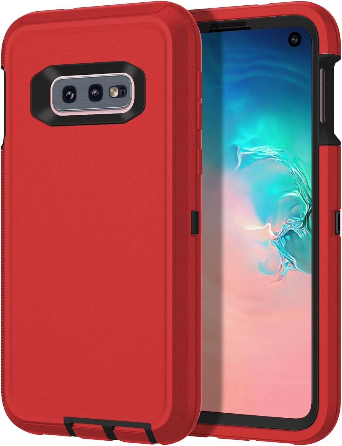 Entronix - Heavy Duty Phone Case for Samsung Galaxy S10e - Triple-Layer Protection - Red