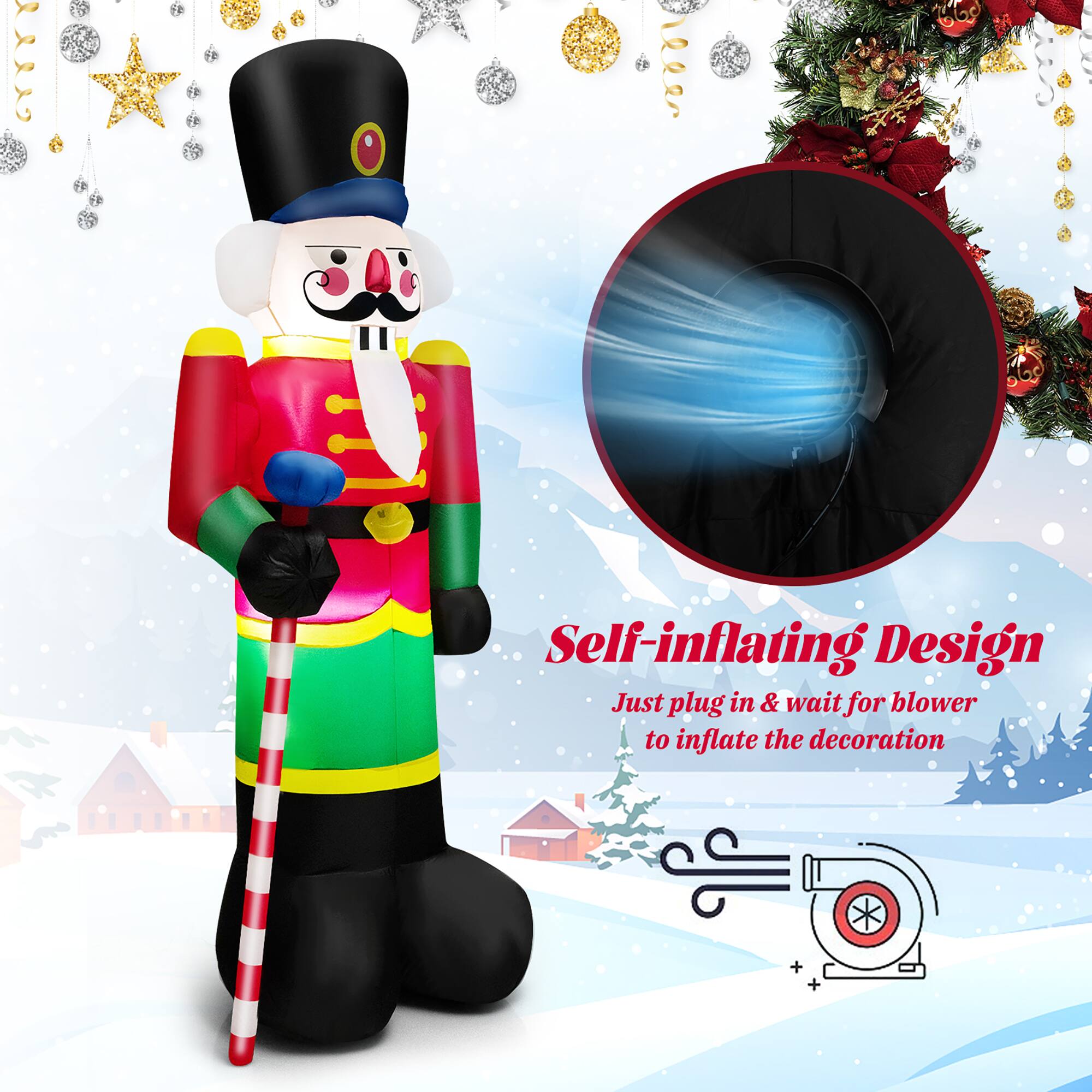 Self-Inflating Design: Just plug in and wait for the blower to inflate the decoration.