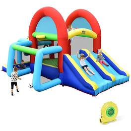 Pefilos - Inflatable Jumping Castle Bounce House with Dual Slides and 480W Blower, Bounce House for Kids and Toddler, Indoor - Multi-color