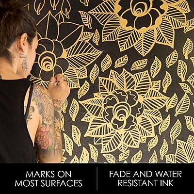 MARKS ON MOST SURFACES  
FADE AND WATER RESISTANT INK