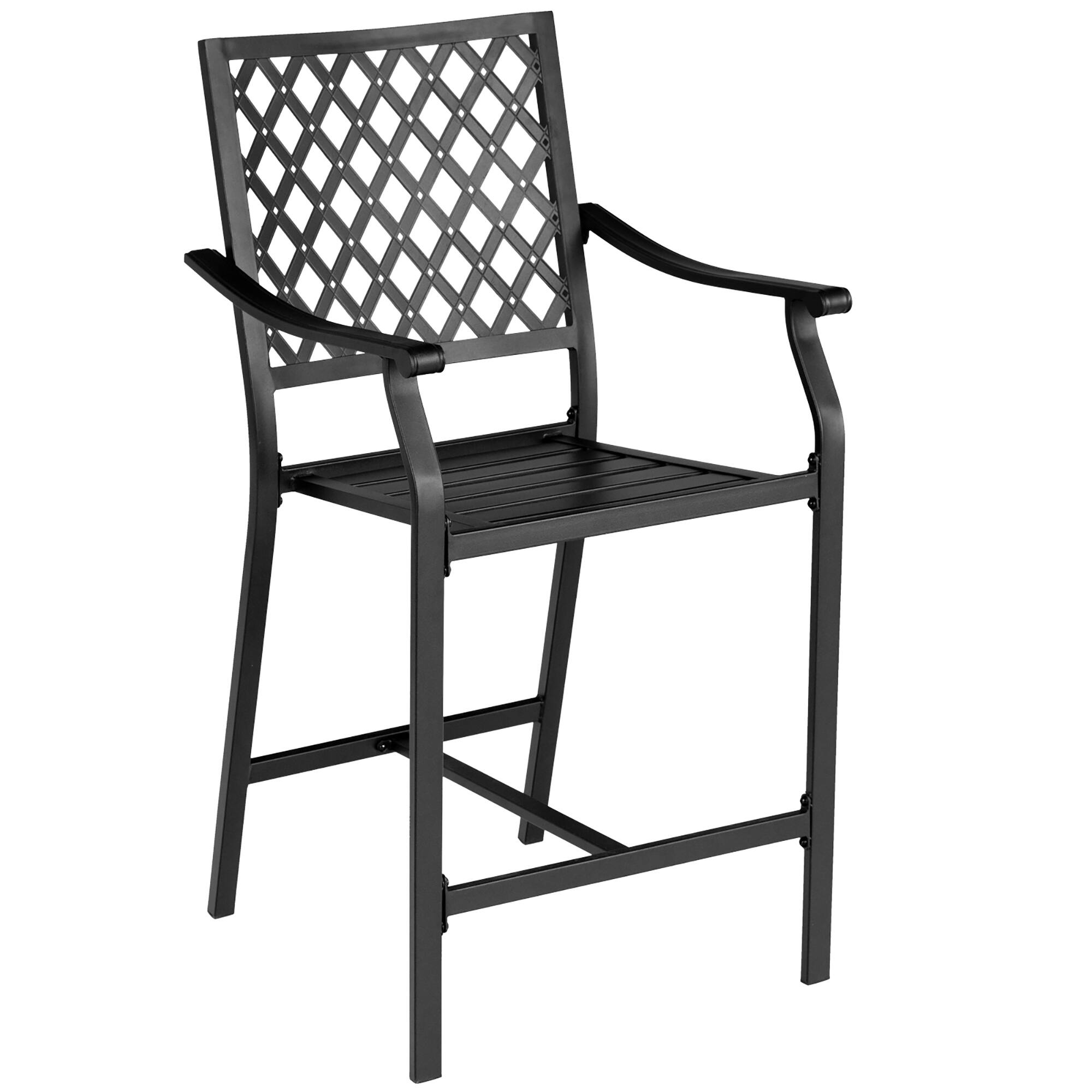 Alt View 8. Costway - Costway 4PCS Patio Bar Stool Counter Height Cushioned Chair Armrest Garden Deck - Black + Beige.