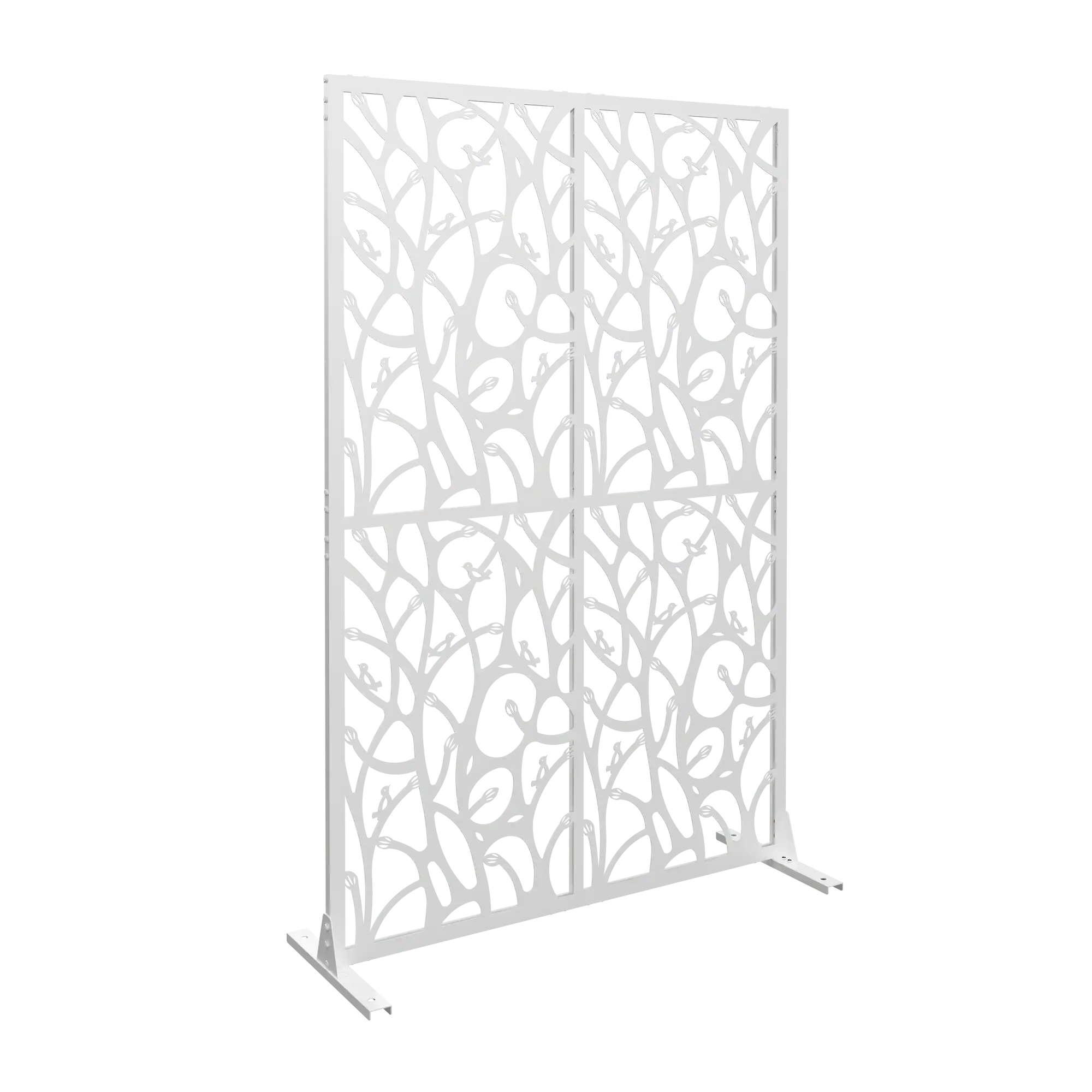 Alt View 4. Loheer - 3.8 ft x 6 ft Metal Privacy Screen Freestanding Room Divider for Patio Balcony Garden - White.