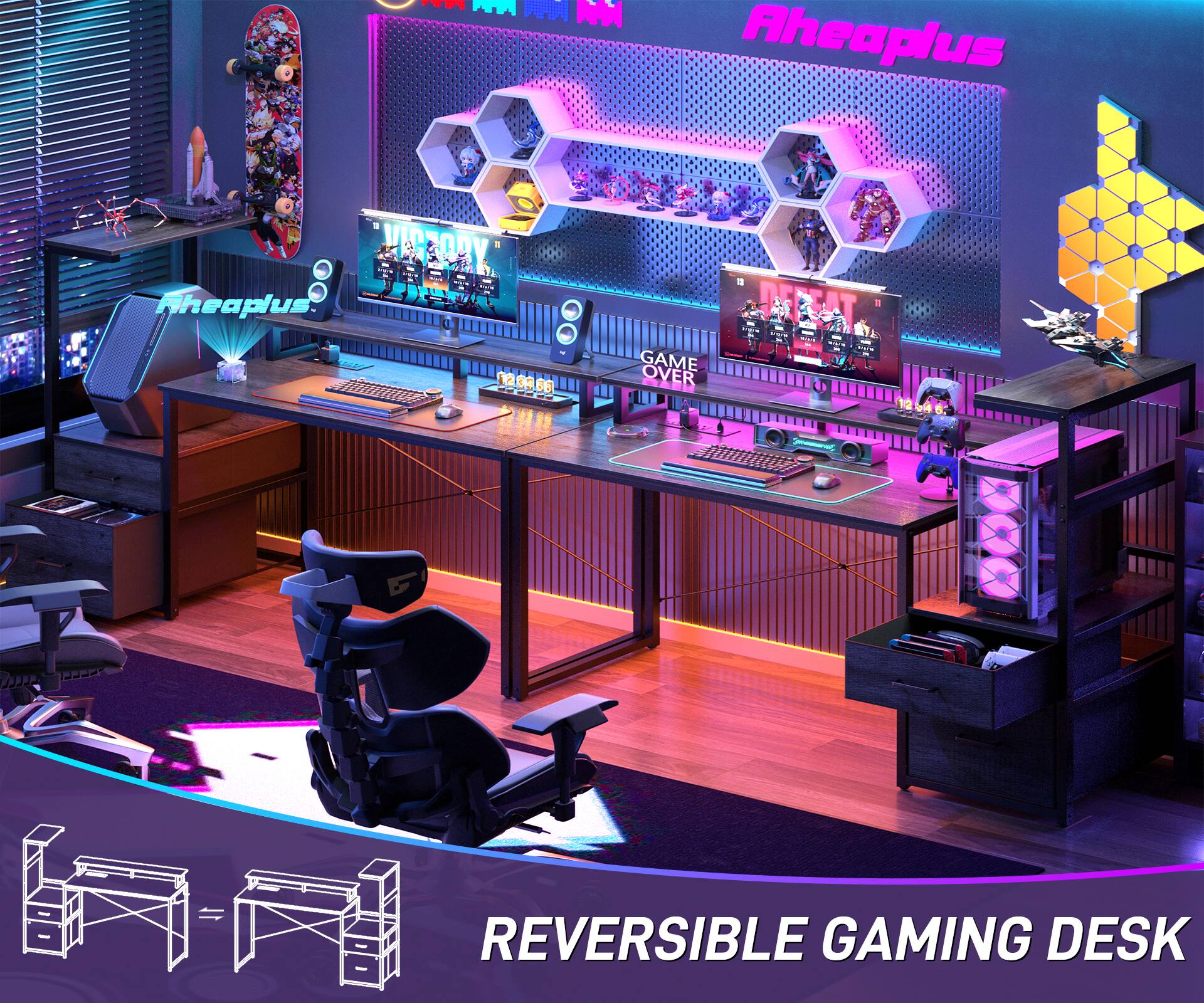 Aheaplus 3 VICEODY  
Sheaplus 18 FOE - LEB GAME OVER DFEEAT I REVERSIBLE GAMING DESK