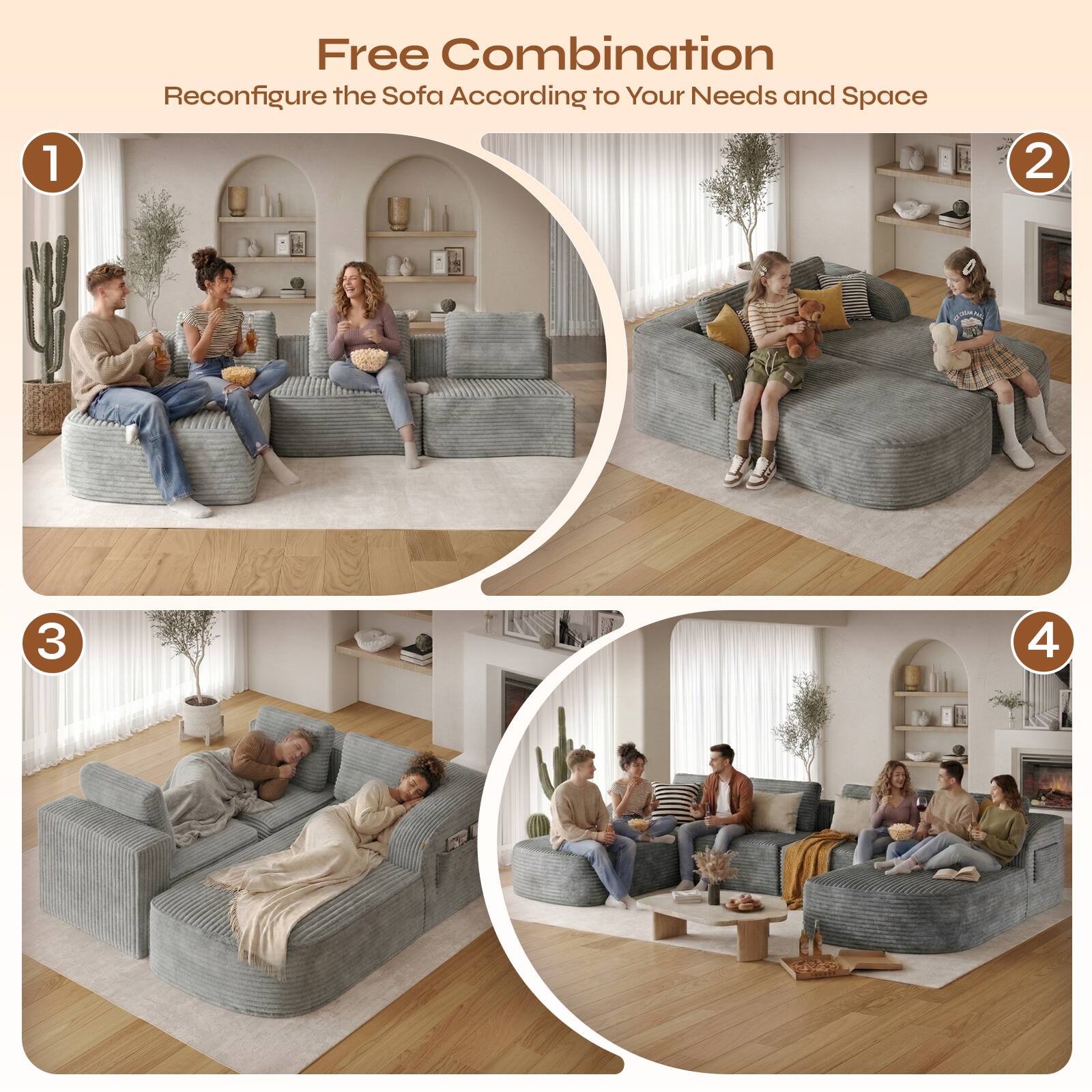 1. Free Combination: Reconfigure the Sofa According to Your Needs and Space
2. 
3. 
4.