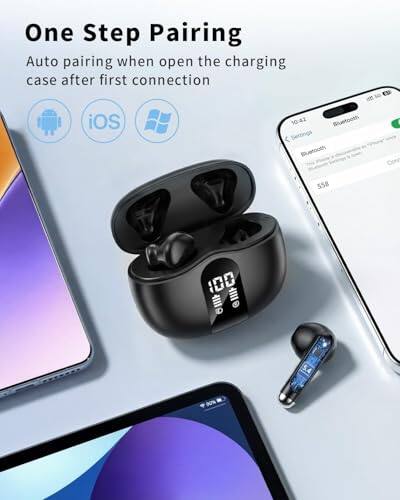 One Step Pairing  
Auto pairing when open the charging case after first connection  

iOS 10:42  
Bluetooth  
Bluetooth Con 558  
100 D  
D  
5.4