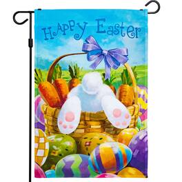 G128 - Happy Easter Carrots, Eggs & Bunny Basket Garden Flag 12 x 18 inch 150D Polyester - Assorted Colors