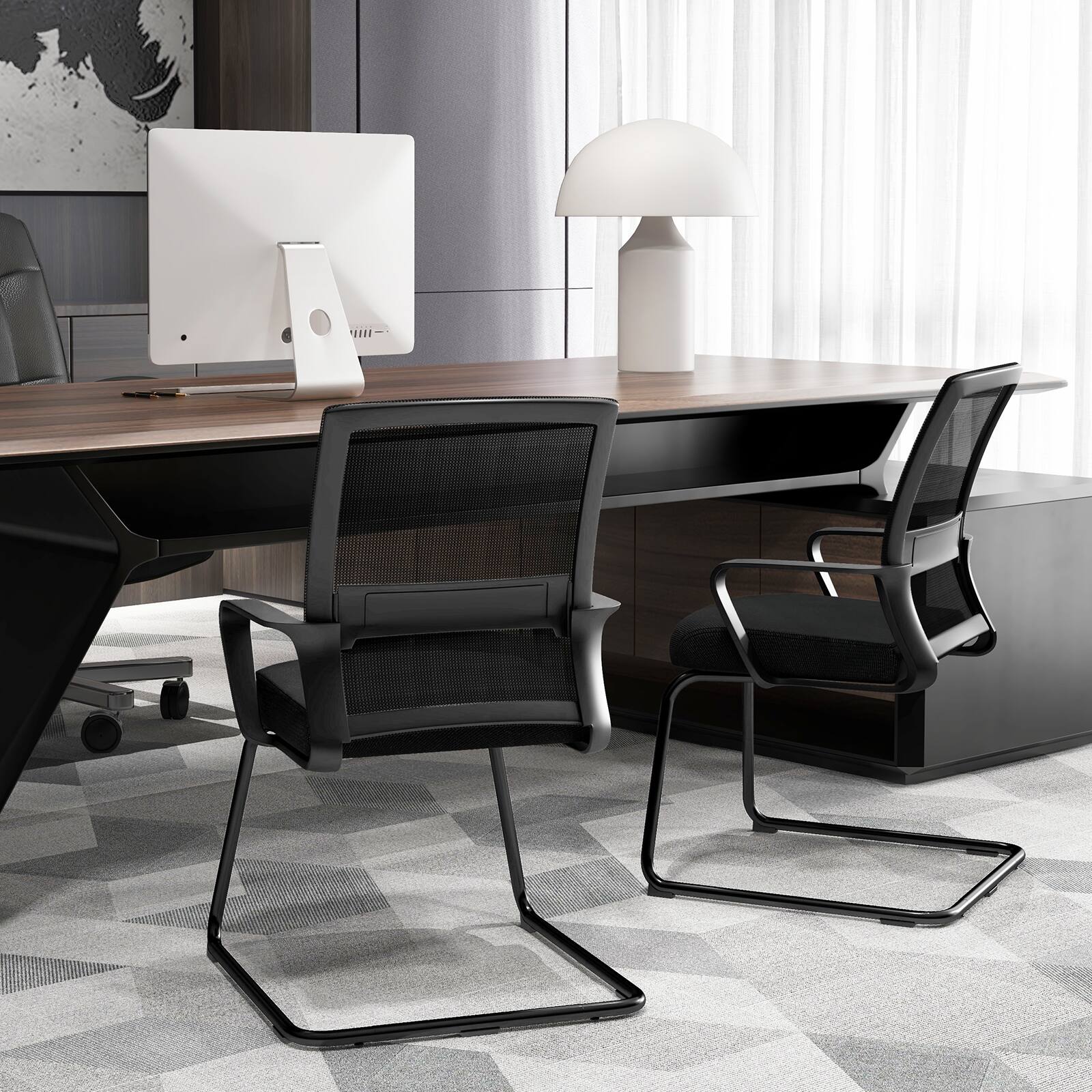 Alt View 7. Ecooso - Office Guest Chair with Lumbar Support for Waiting Room - Black.