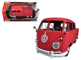 Volkswagen Type 2 (T1) Double Cab Pickup Truck Wax 1/24 Diecast Model Car by Motormax - Red