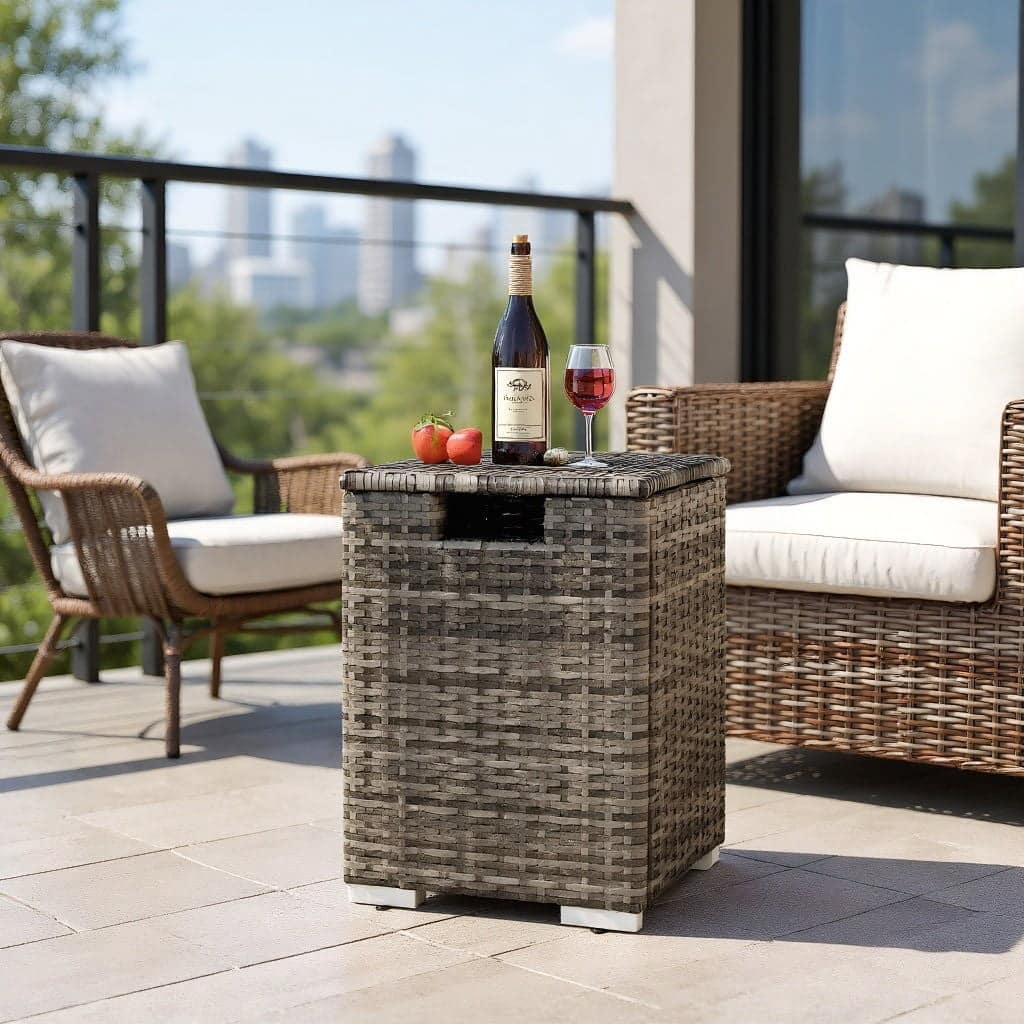 Kadyn - Fire Pit Outdoor Smokeless Fire Pit2in1 Patio Rattan Gas Propane Tank Cover for 20 lbs Propane TanksGray - Gray