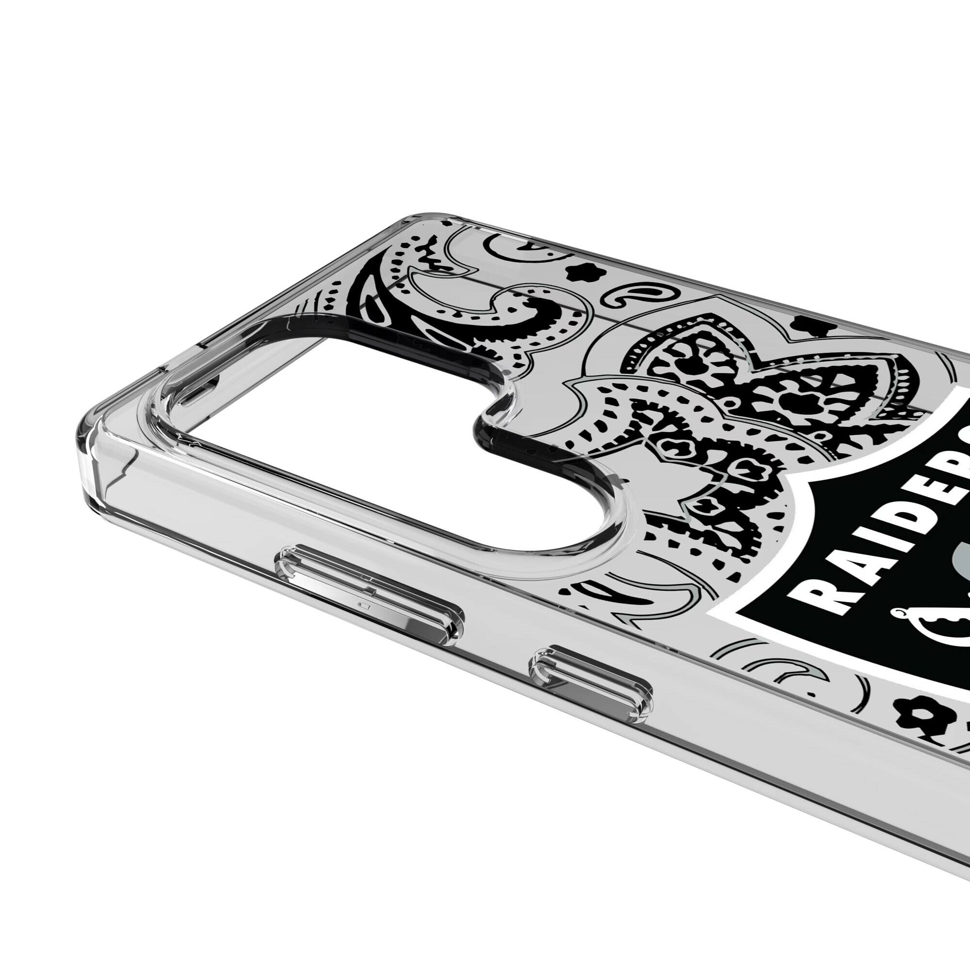 Alt View 2. Keyscaper - Las Vegas Raiders Galaxy Clear Paisley Design Case - S23 Plus - Multicolor.