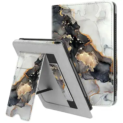 Front. Kitcheniva - Kindle Paperwhite 10th Generation 2018 Case With Hand Strap And Folding Stand Cloudy Marble - Cloudy Marble.