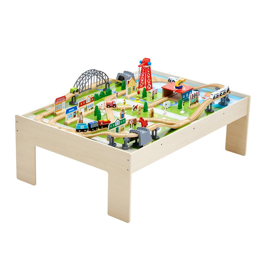 Target Train Table VEVOR Train Table, 120 Multicolor Pieces Wooden Kids Activity Table ...