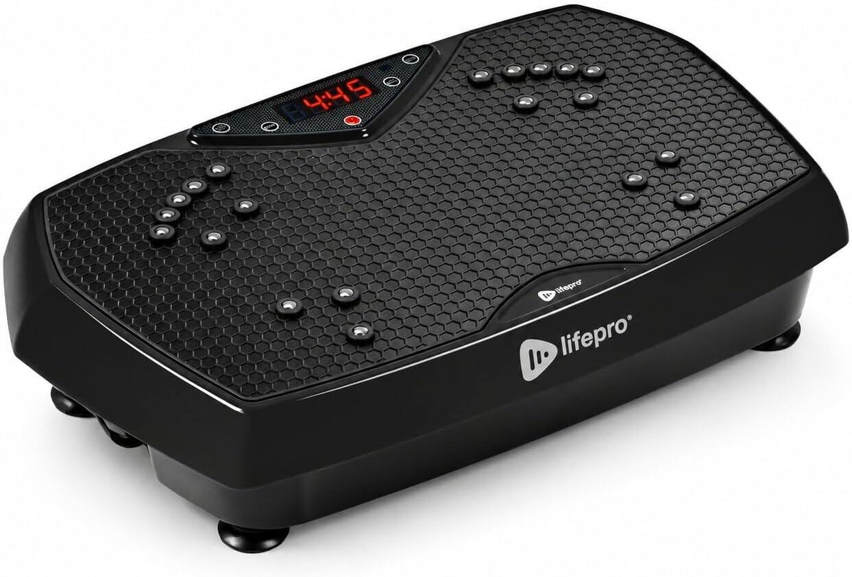 LifePro - HexaPlate Vibration Plate – Whole Body Exercise Machine with Magnetic Acupoints for Muscle Toning & Recovery - Black