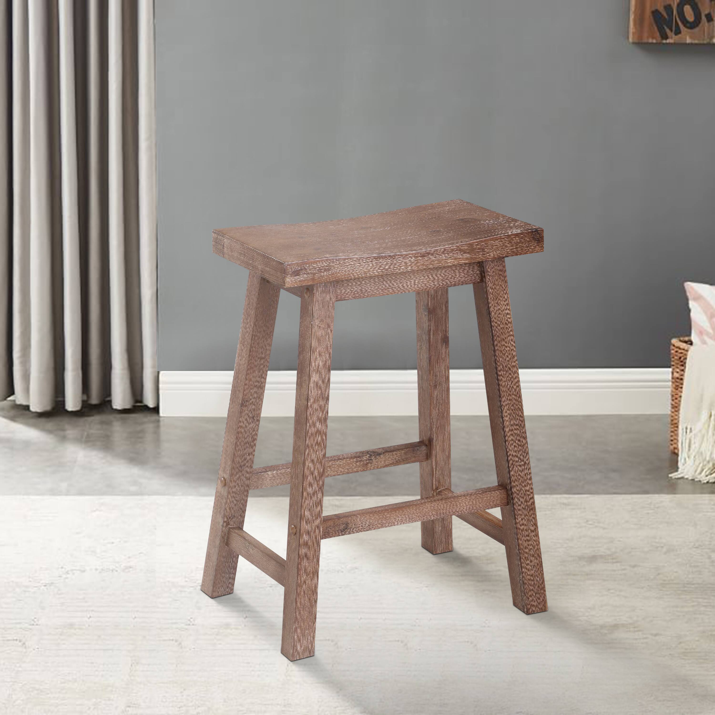 Alt View 8. Manhattan Lane - Wooden Frame Saddle Seat Counter Height Stool with Angled Legs - Brown.