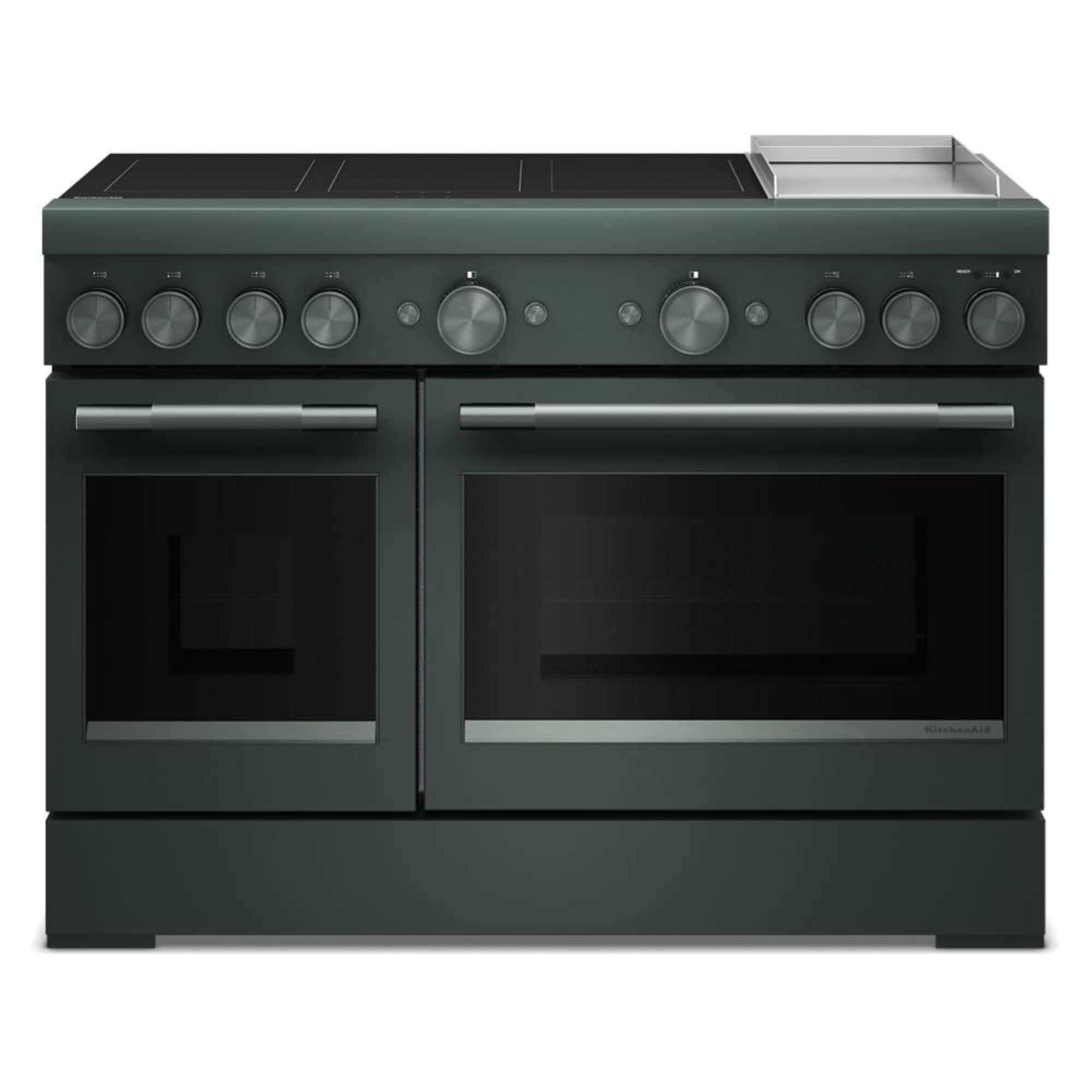 KitchenAid - 6.3 Cu. Ft. Freestanding Double Oven Electric Induction Commercial-Style Range with Griddle - Juniper