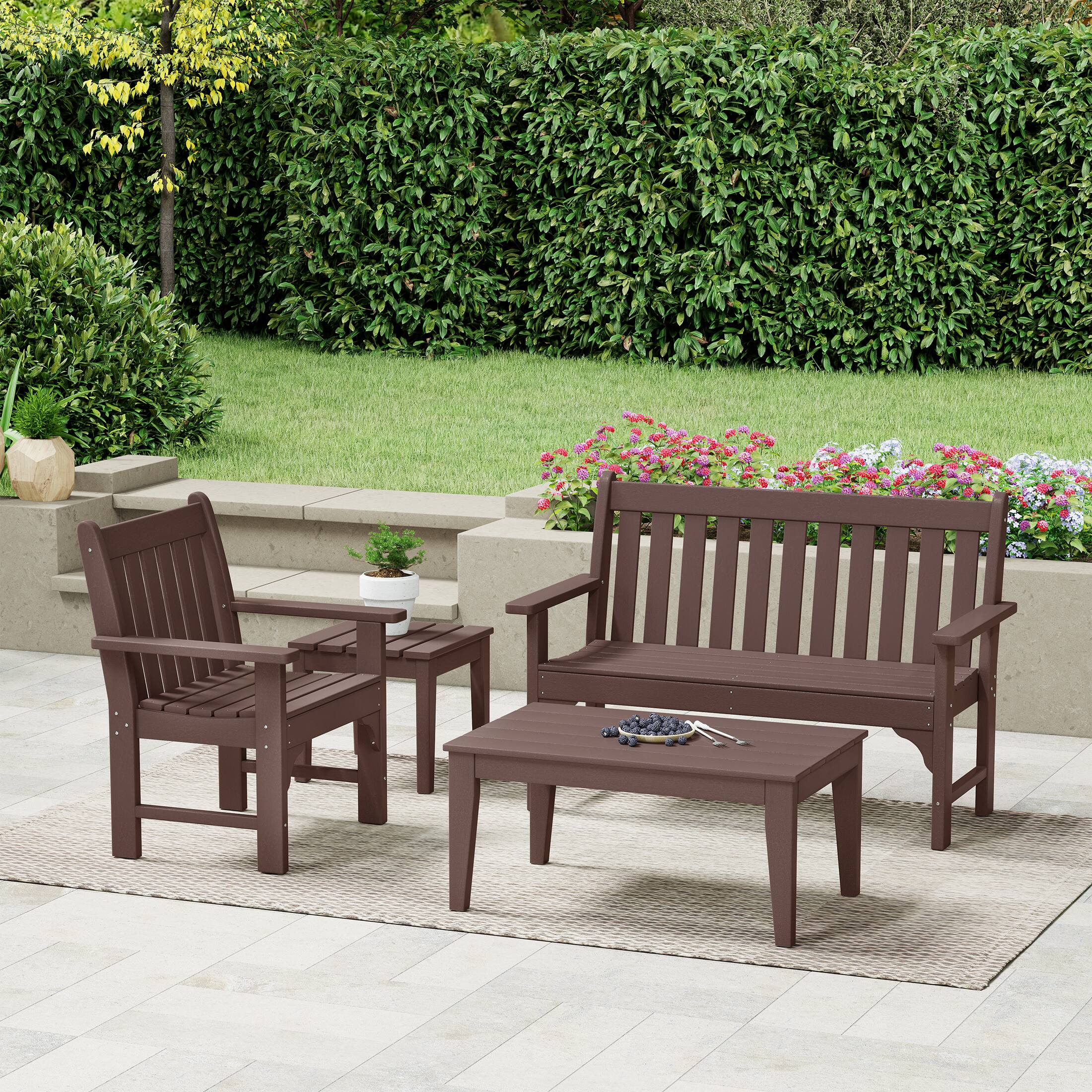 Angle. WestinTrends - WestinTrends Malibu 4-Piece HDPE Outdoor Patio Furniture Couch Set - Dark Brown.