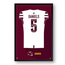 Sporticulture - Jayden Daniels Washington Commanders Framed 14" x 20" Jersey Art Print - Multicolor