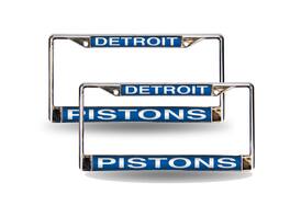 Rico Industries - Detroit Pistons NBA Chrome Metal (Set of 2) Laser Cut License Plate Frames - Multi
