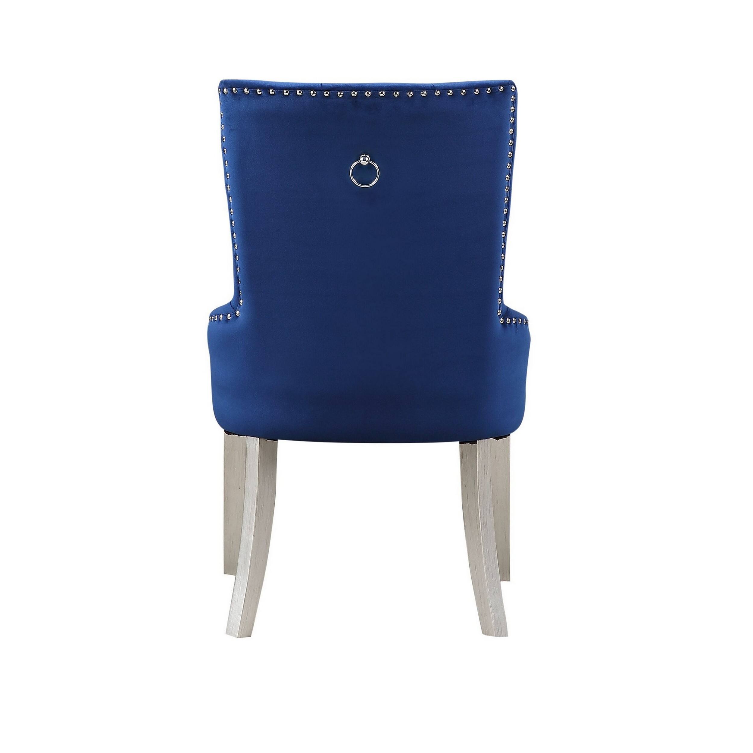 Alt View 3. Manhattan Lane - Side Chair with Button Tufted Back and Tapered Legs - Blue.