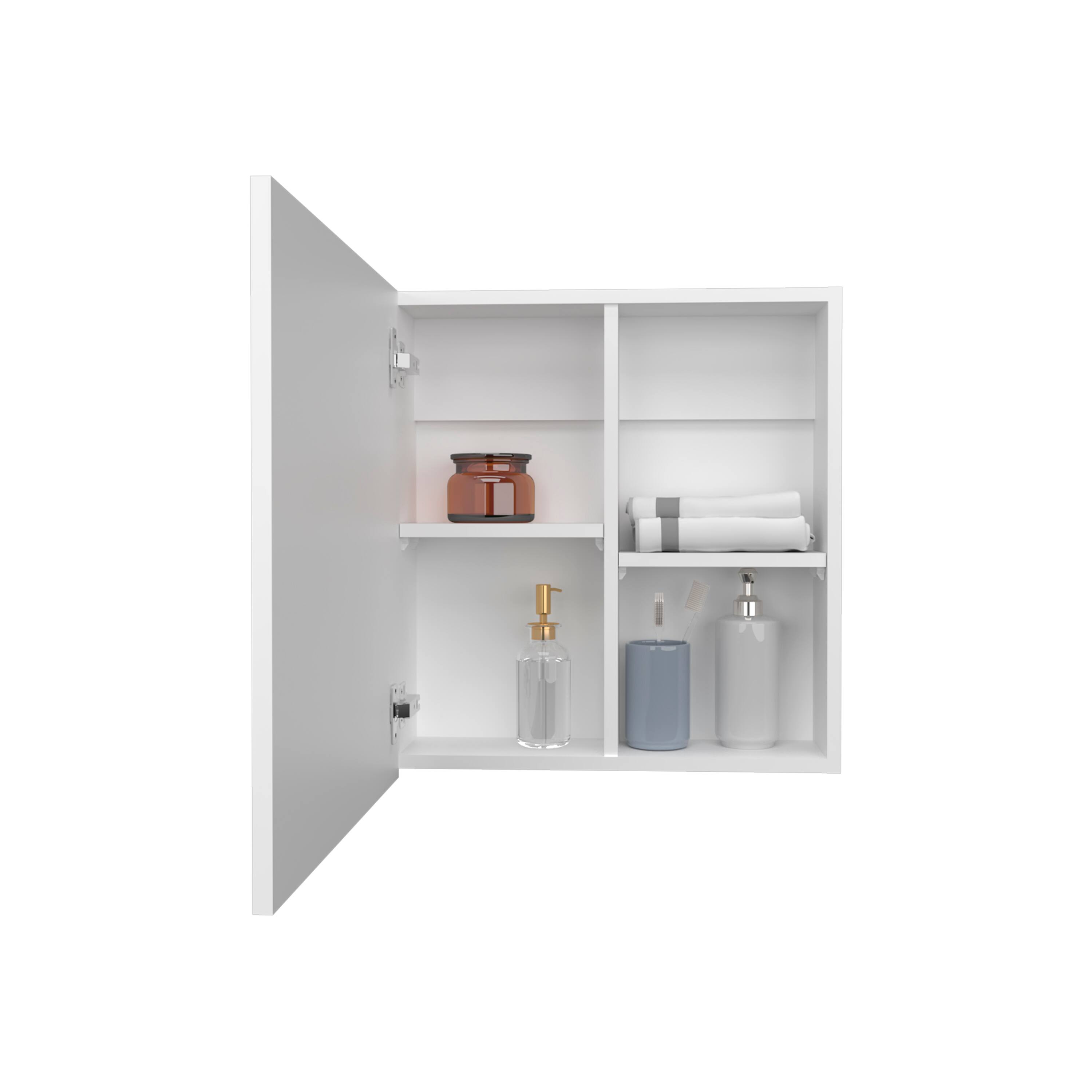 Alt View 1. TuHome - Duma 21.1" H X 19.7" W Mirror Medicine Cabinet, One Door With Four Interior Shelves For Bathroom, Kitchen - White.