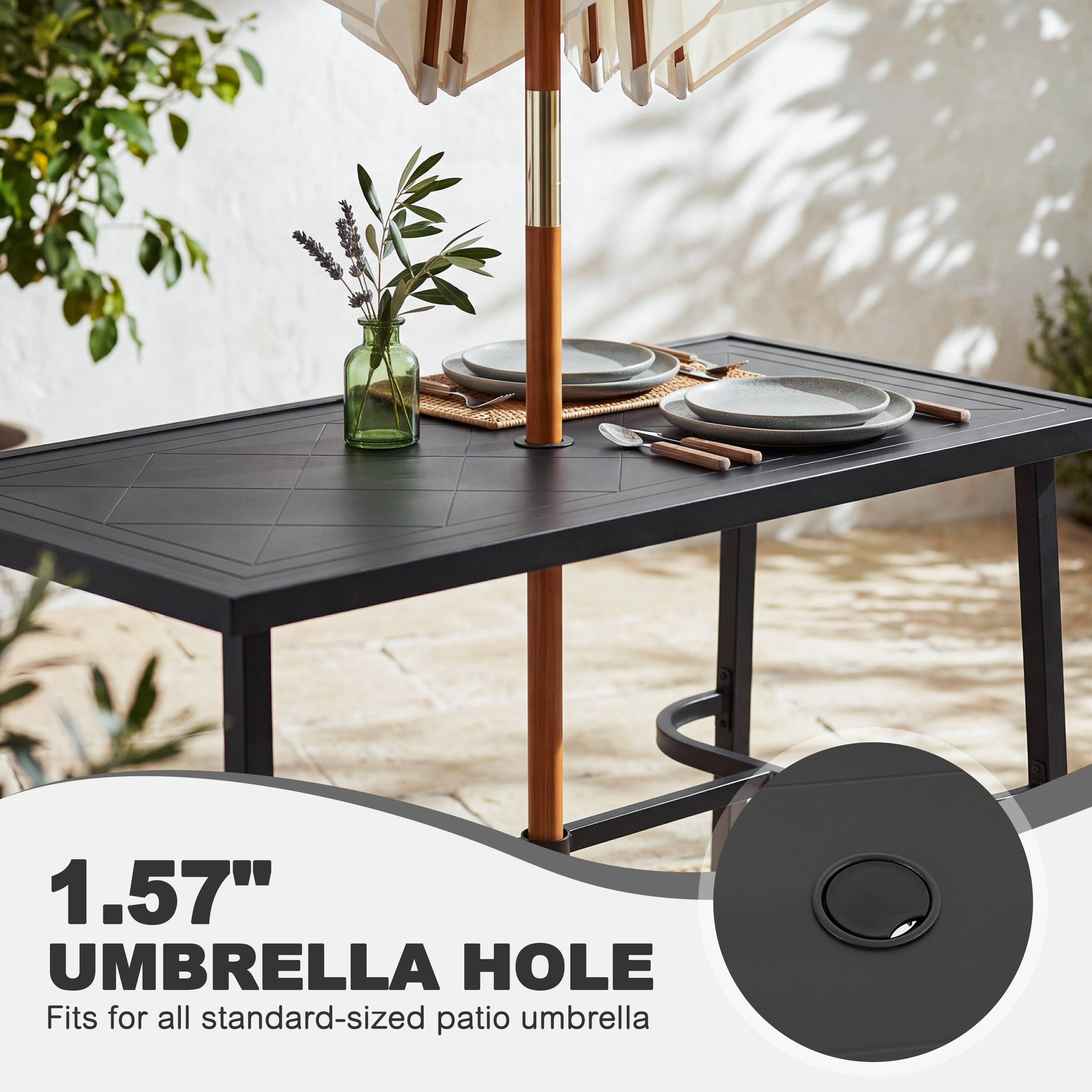1.57" UMBRELLA HOLE  
Fits for all standard-sized patio umbrella