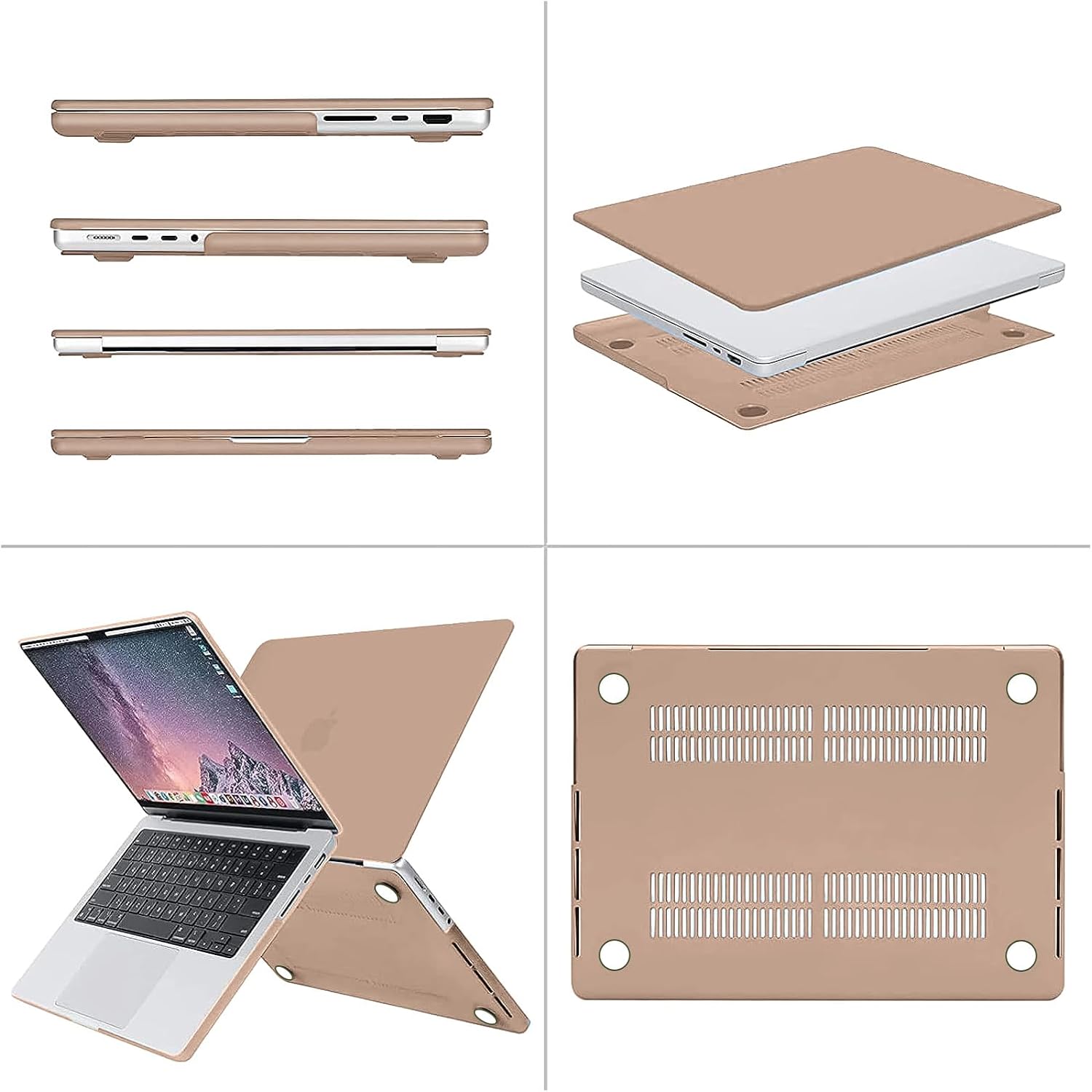 Alt View 1. mosiso - Case for MacBook Pro 14 inch Case M5 M4 M3 M2 M1 2026-2021 A3427 A3426 A3434 A3112 A3185 A3401 A2918 A2992 A2779 A2442 - Bronze Brown.