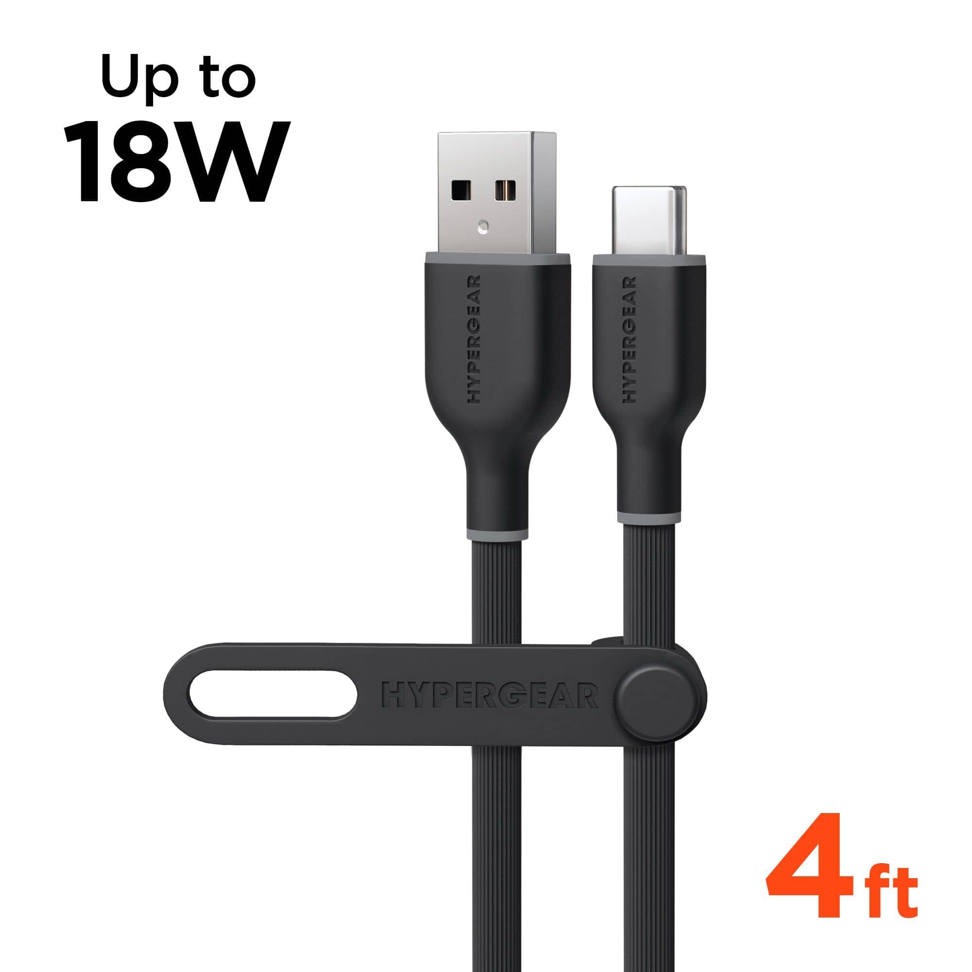 HyperGear - Flexi PRO USB to USB-C Cable 4ft - Black