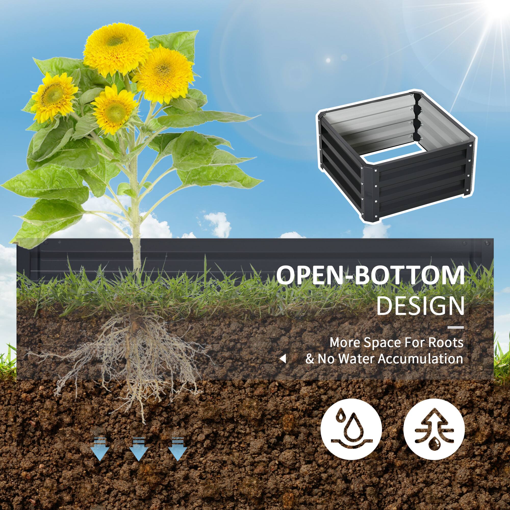 OPEN-BOTTOM DESIGN  
More Space For Roots & No Water Accumulation