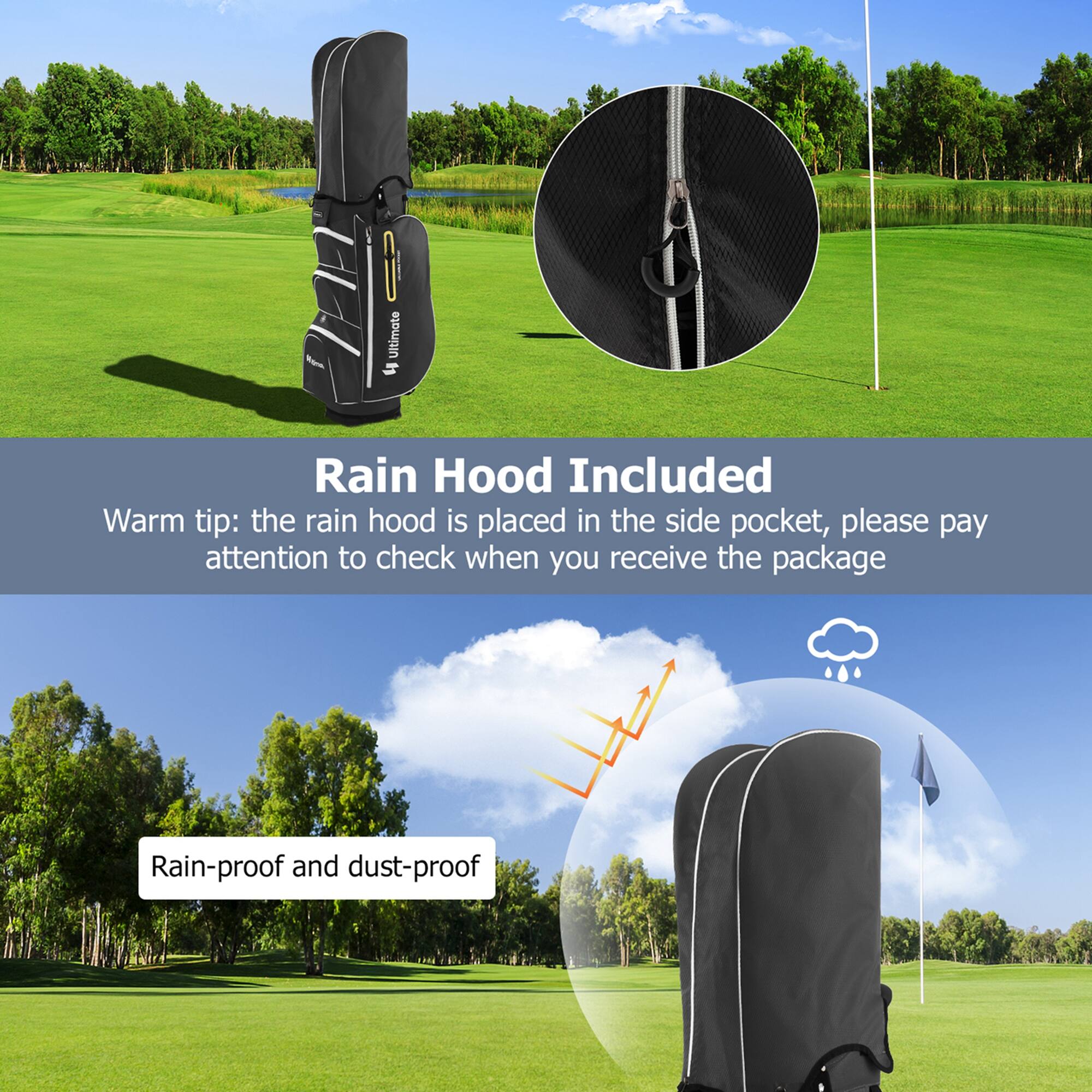 **Rain Hood Included**

Warm tip: the rain hood is placed in the side pocket, please pay attention to check when you receive the package

**Rain-proof and dust-proof**